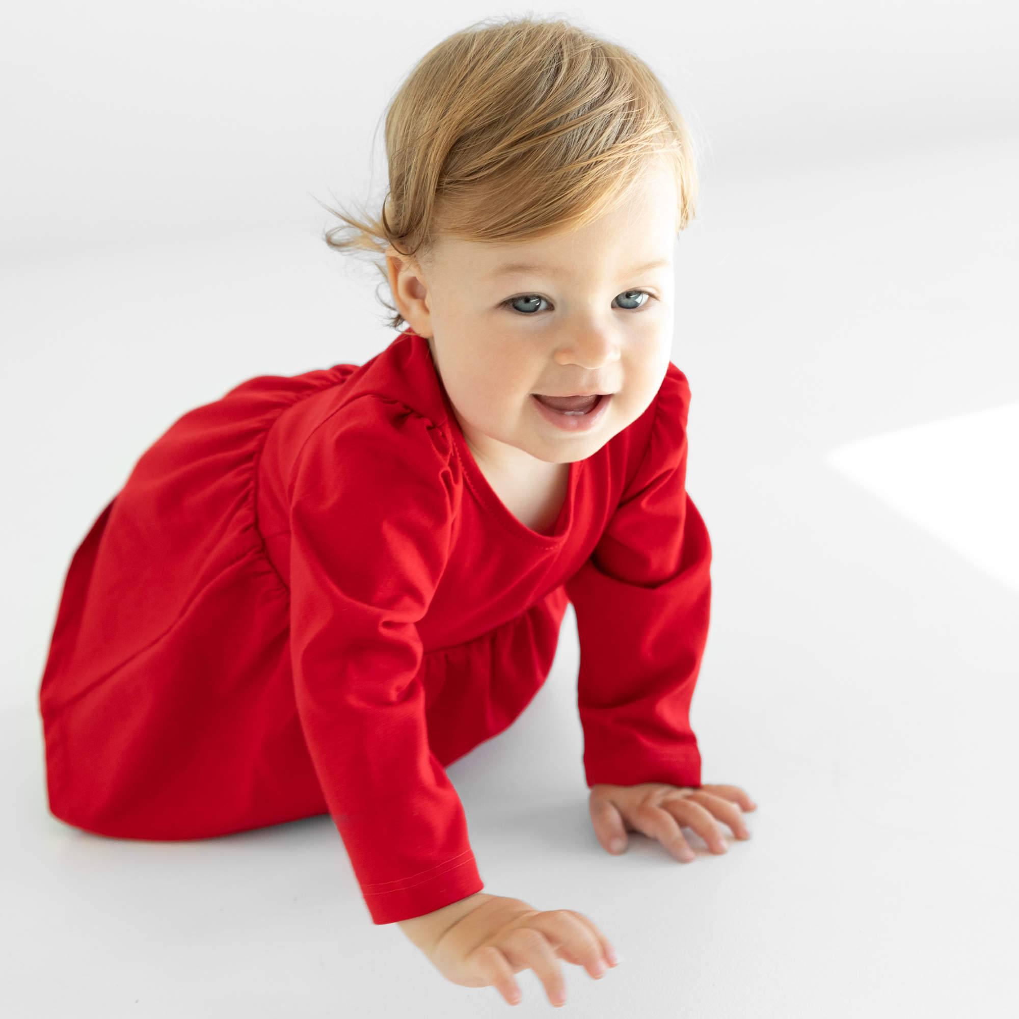 Red long sleeve bodysuit dress