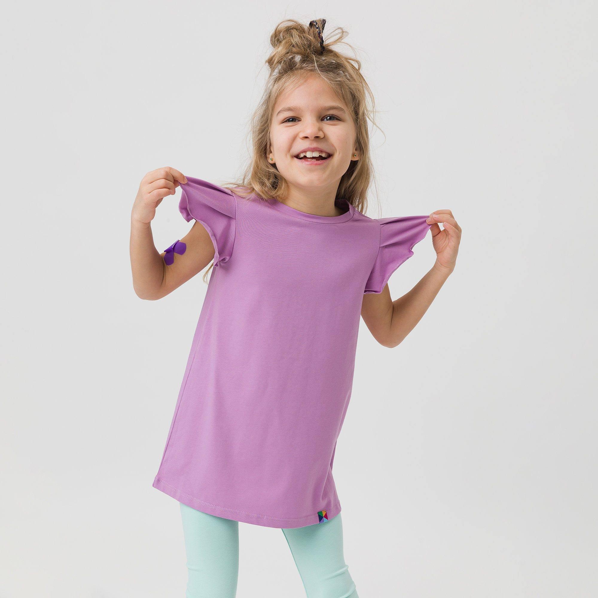 Light purple short butterfly sleeve tunic