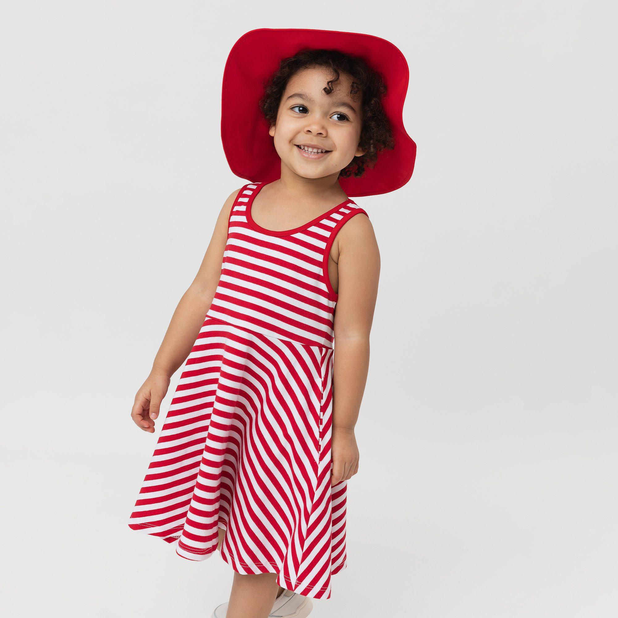 Red stripes striped sleeveless dress