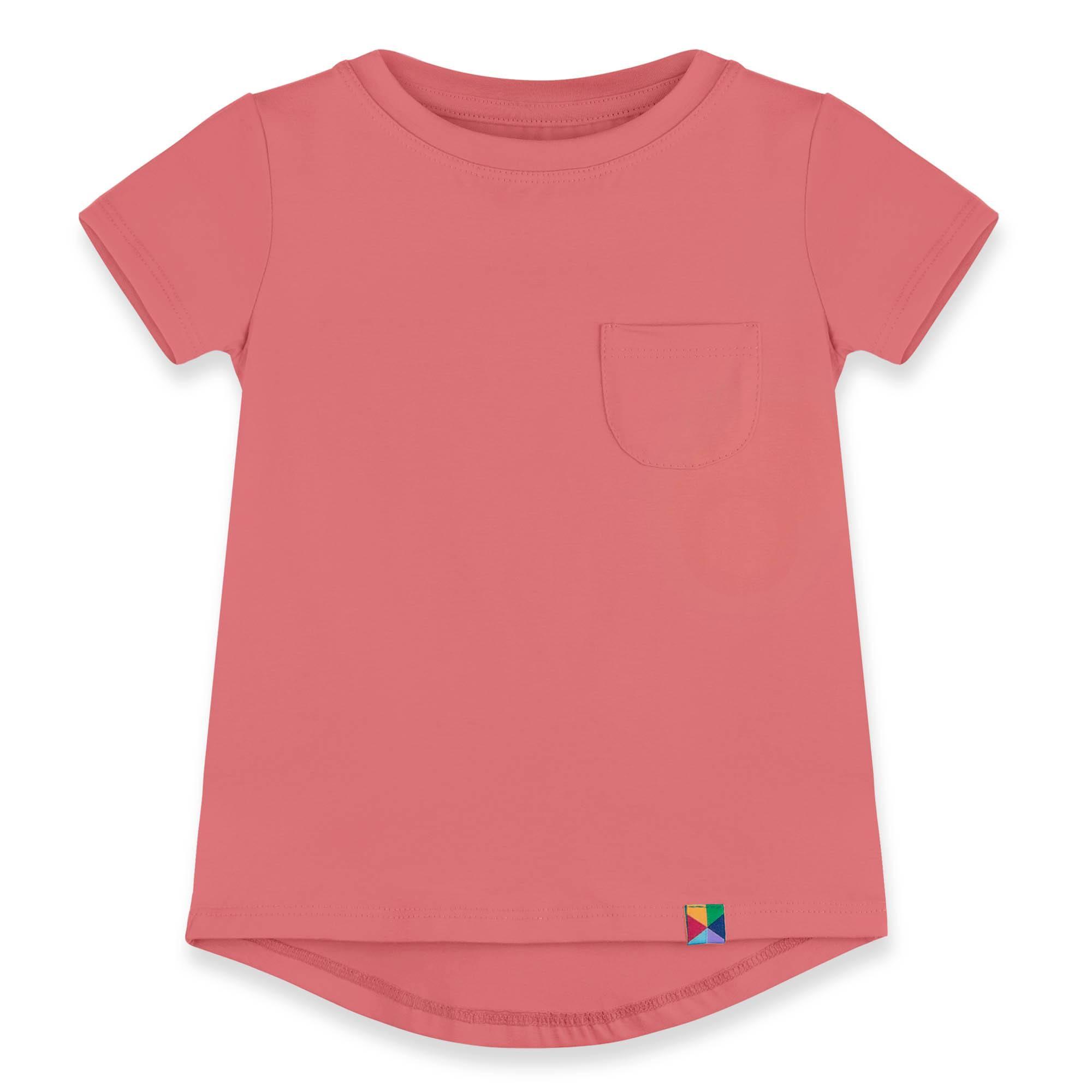 Coral T-shirt with a pocket Junior