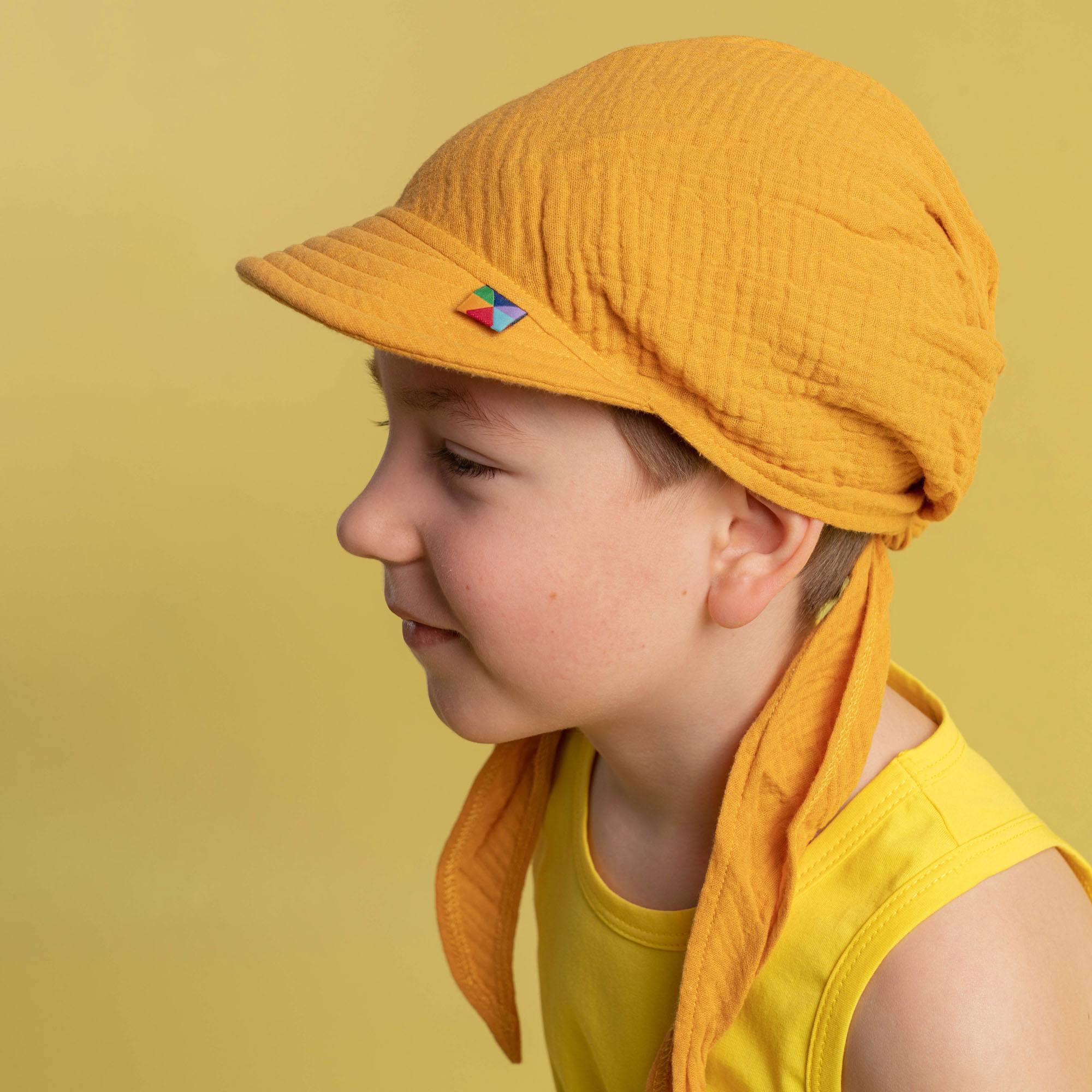 Mustard muslin bandana hat