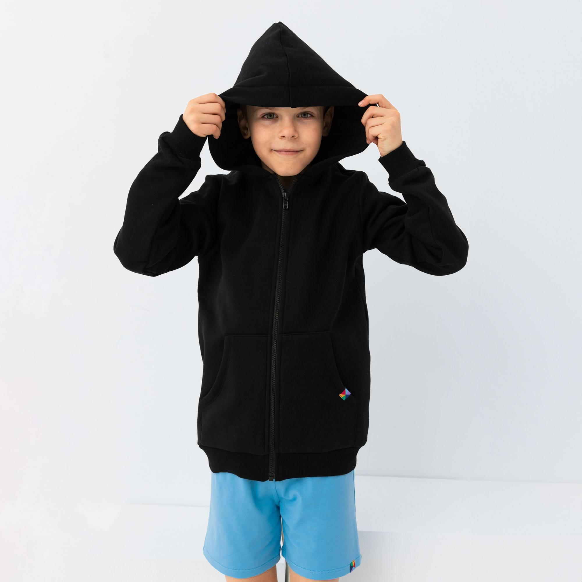 Black zip-up fleece jacket