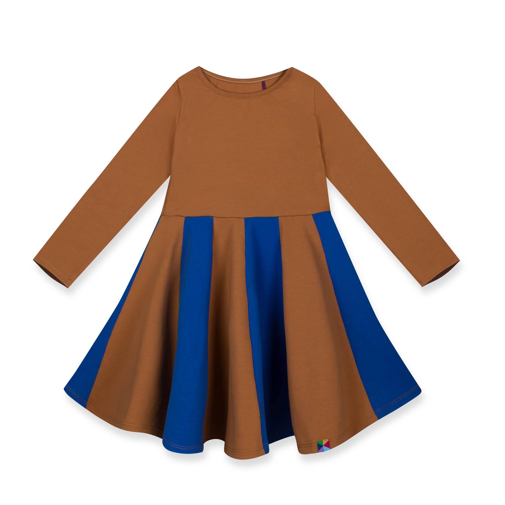 Caramel - blue two-tone frill dress