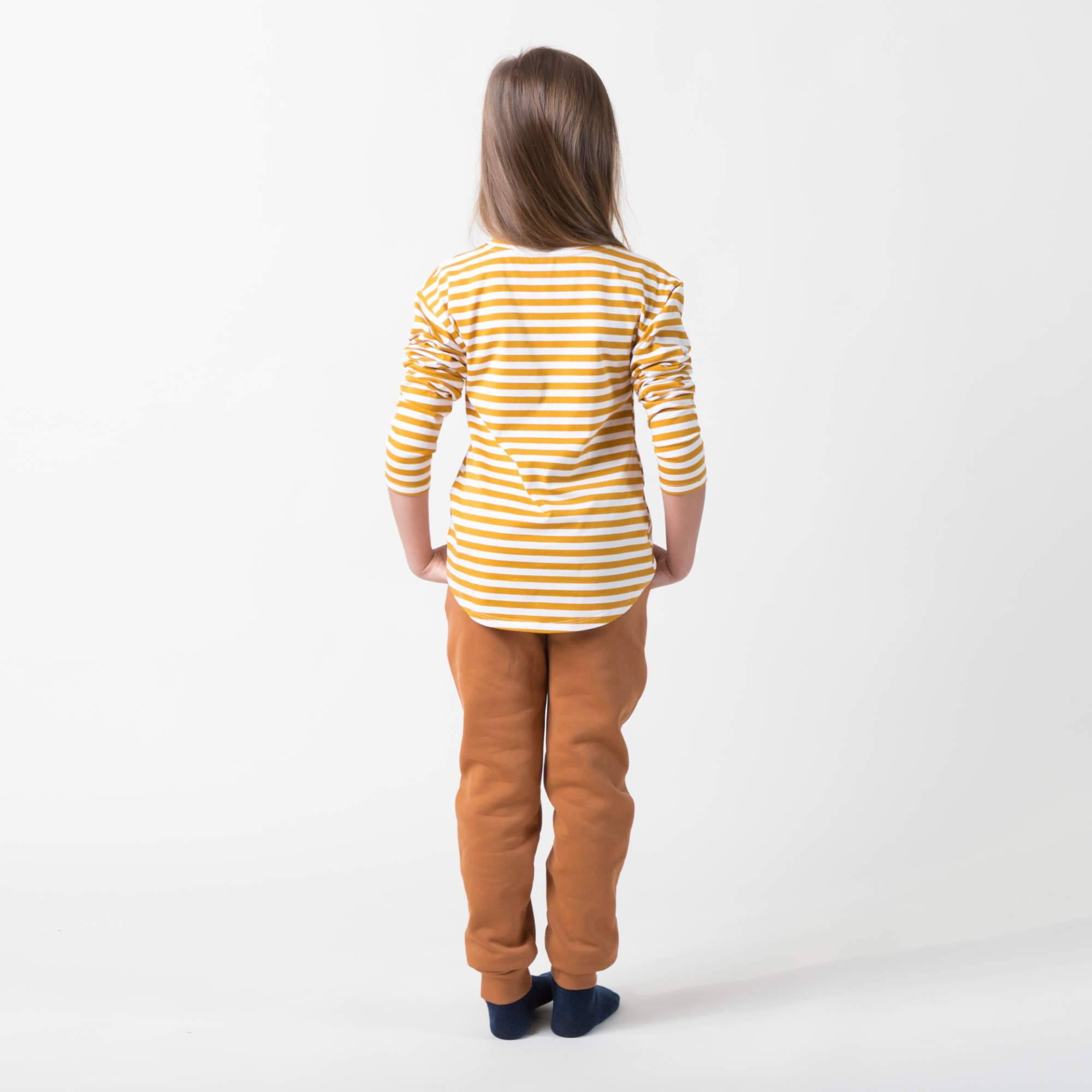 Mustard stripes high-low hem shirt