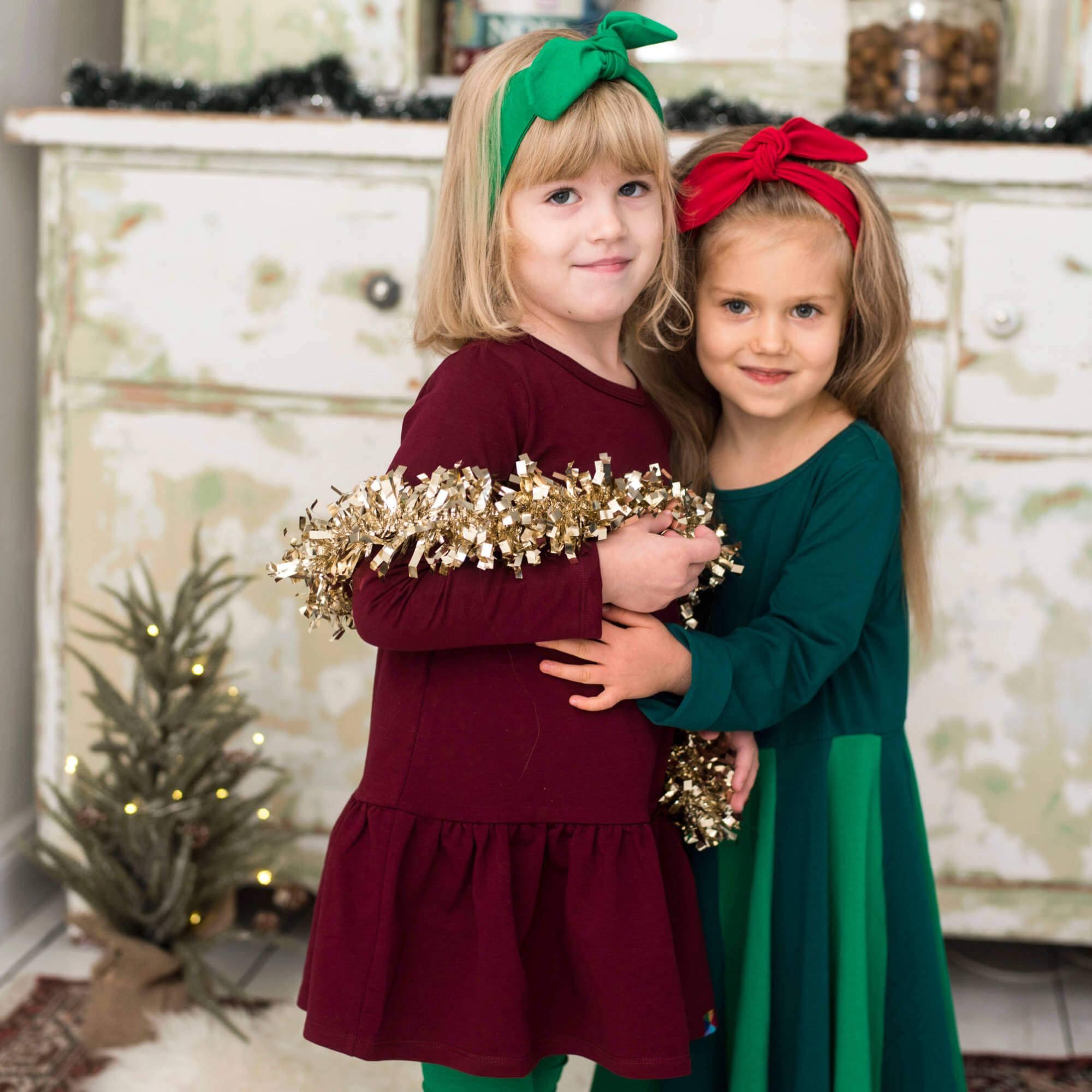 Bottle-green - green two-tone frill dress