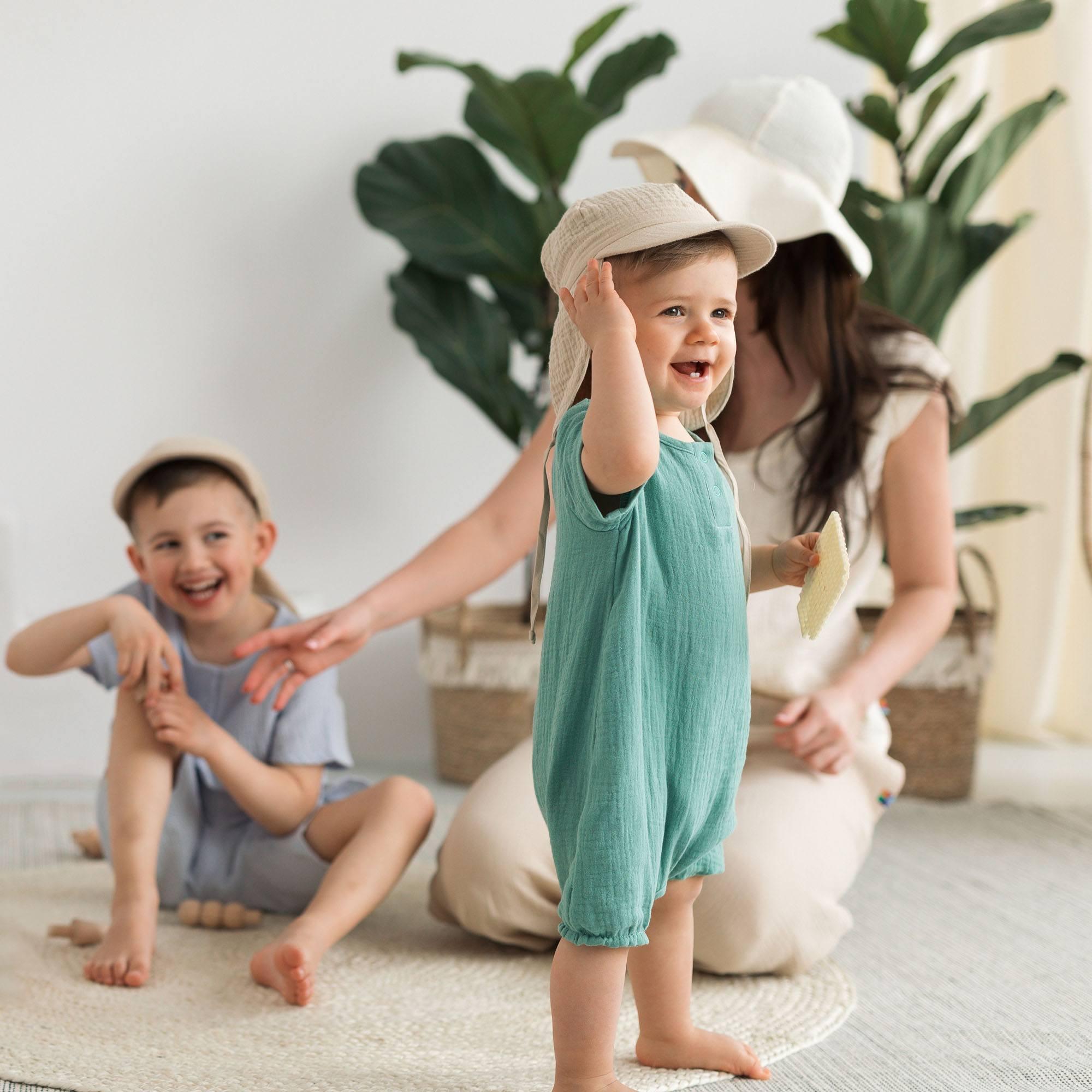 Beige muslin sun hat