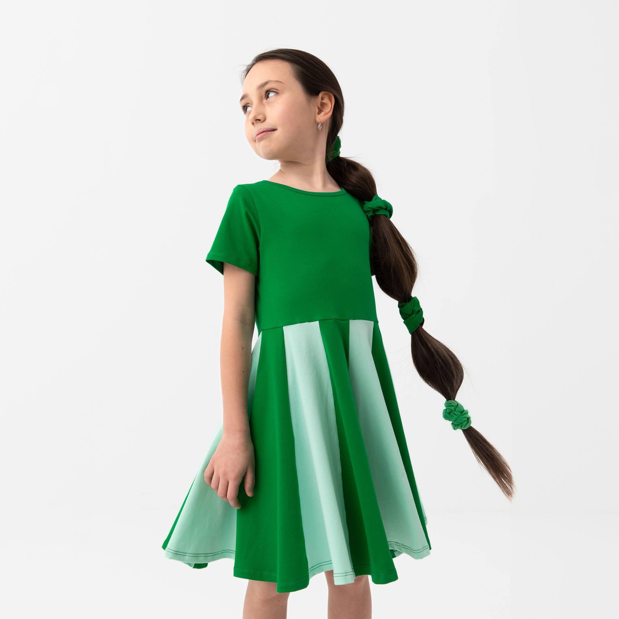 Green - mint short sleeve dress with colorful ruffle