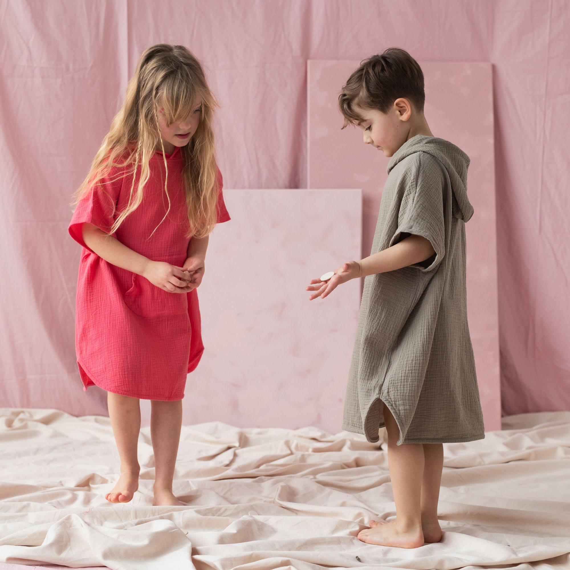 Coral muslin poncho