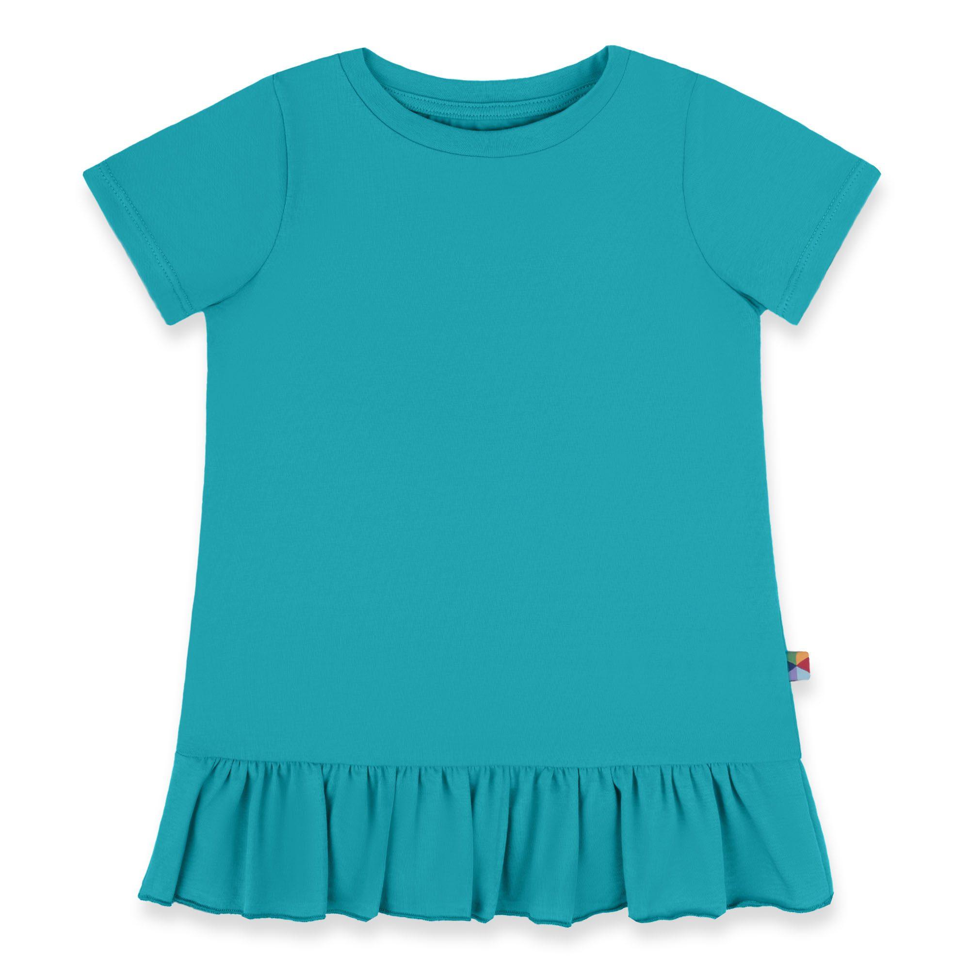 Turquoise ruffle short sleeve blouse