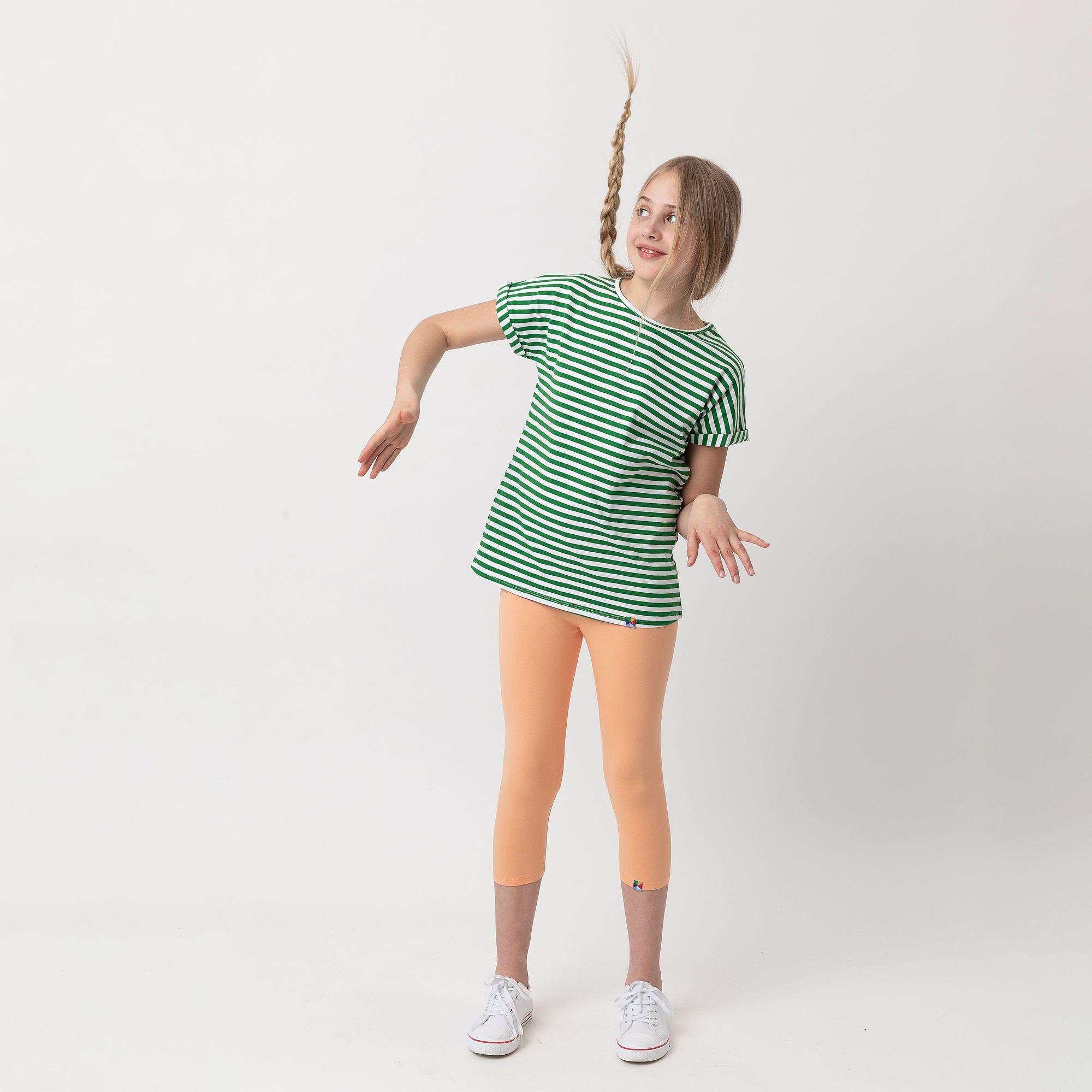 Green stripes crew neck shirt Junior