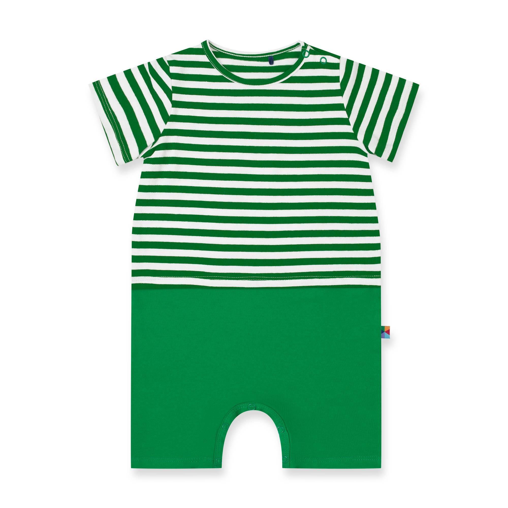 Green stripes striped short sleeve romper Baby