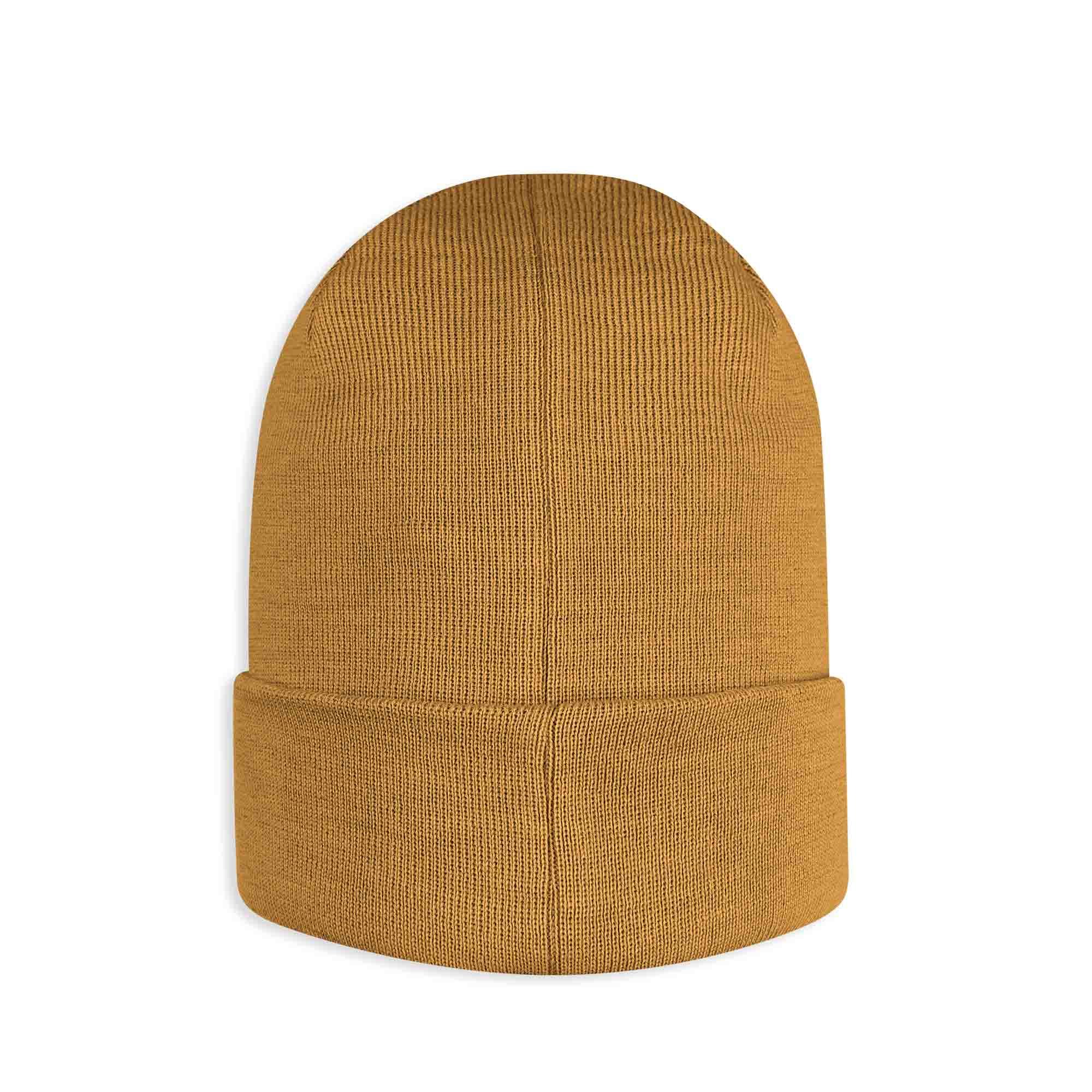 Mustard fine knit merino wool beanie