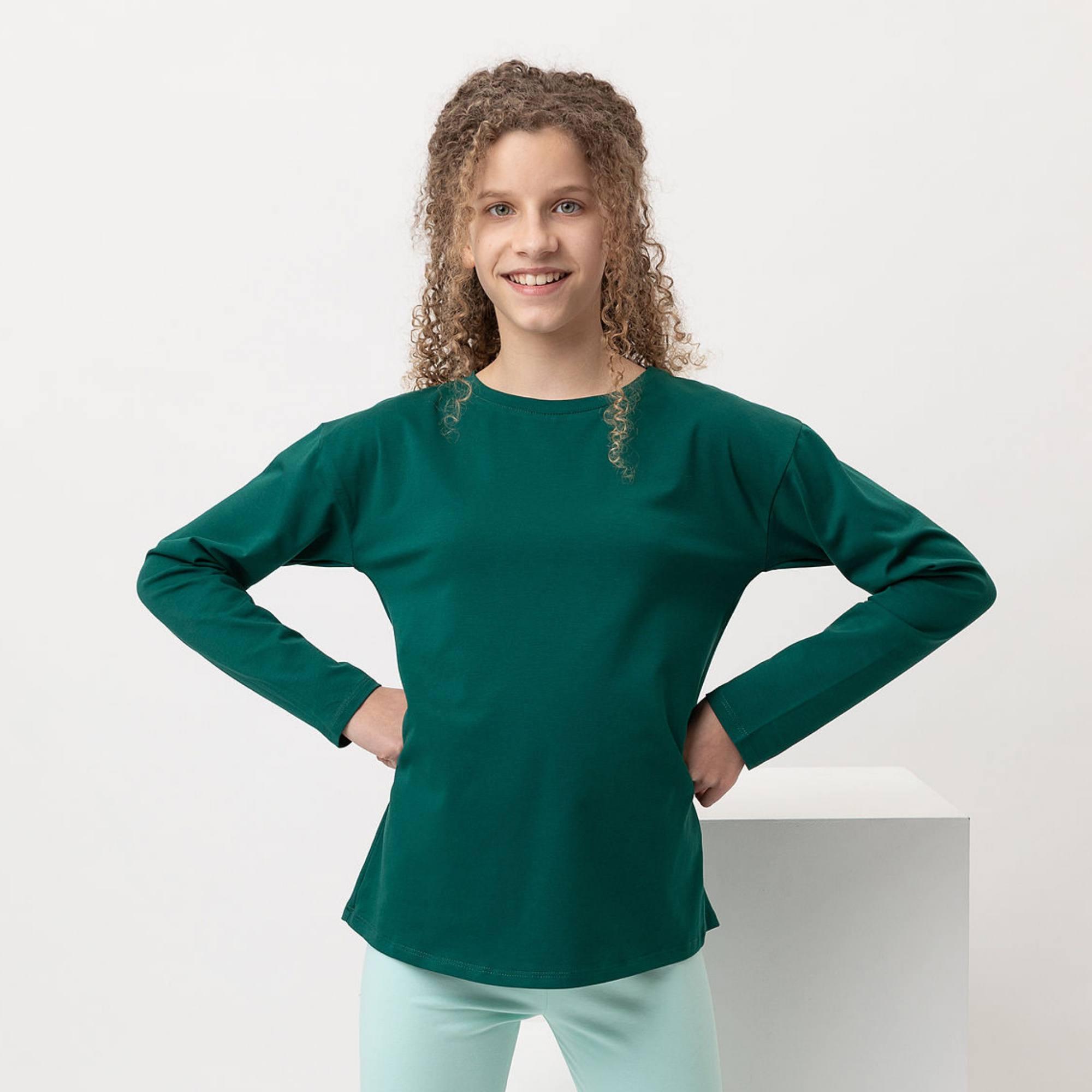 Bottle-green high-low hem shirt Junior