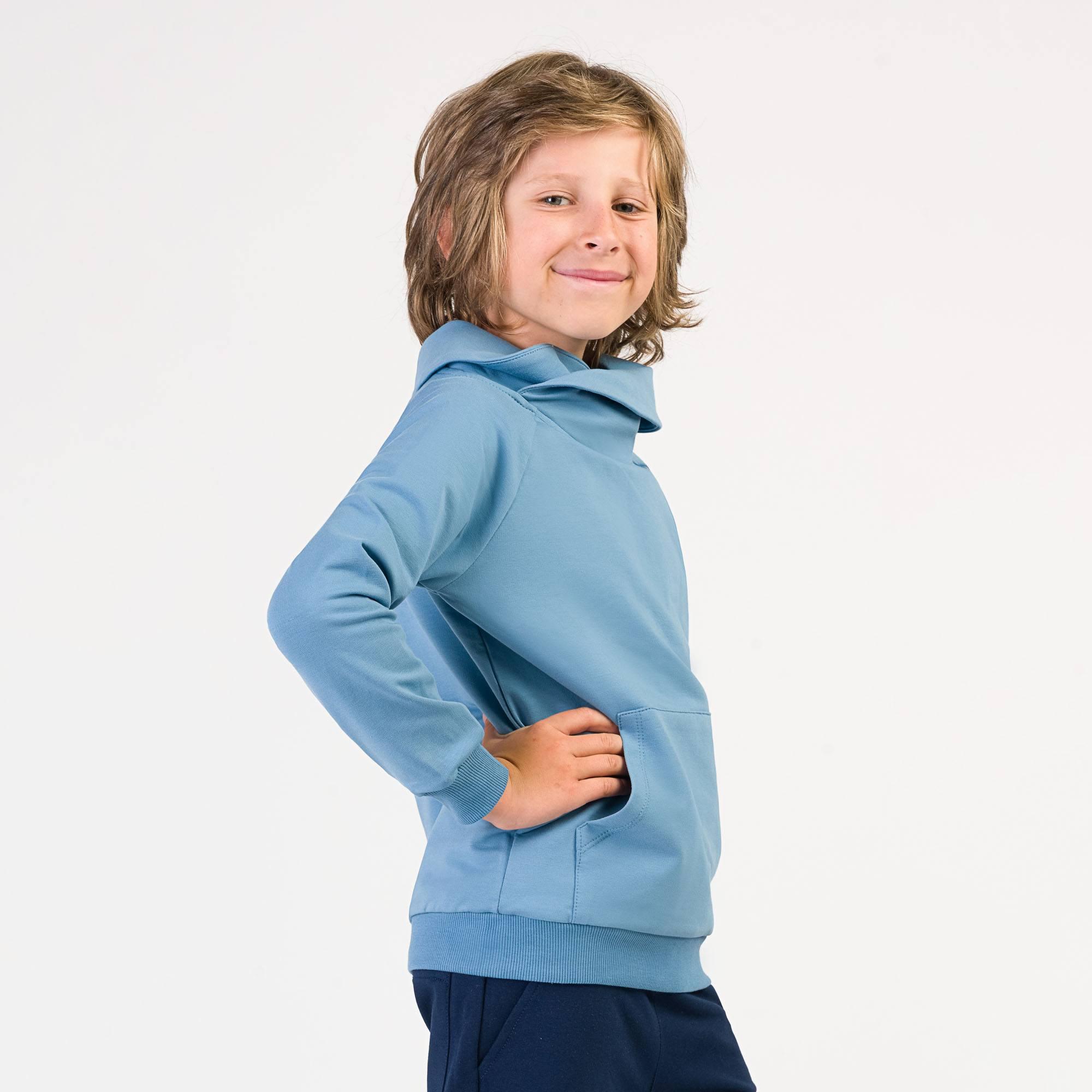 Sky blue funnel neck pullover sweatshirt