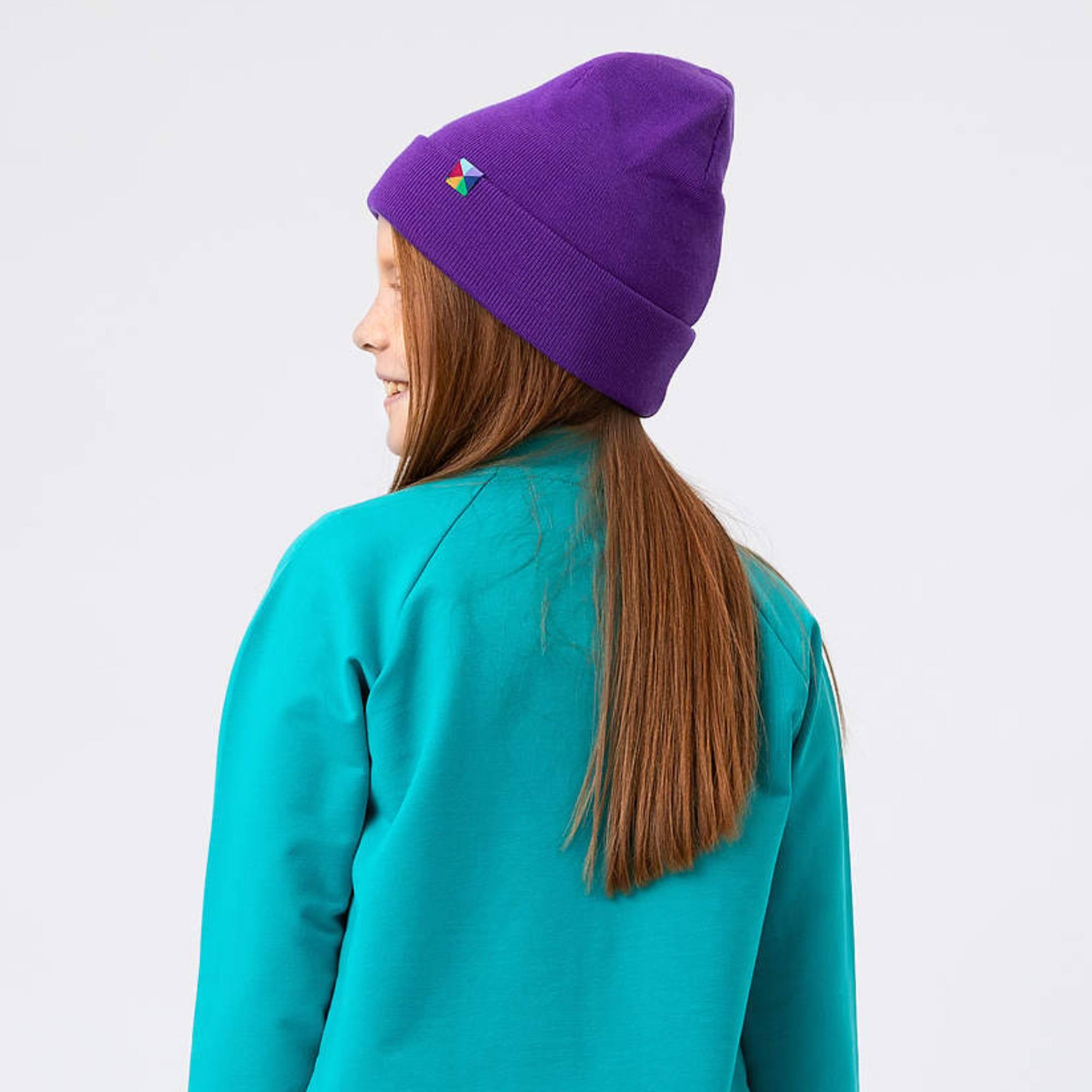 Violet fine knit merino wool cap kids