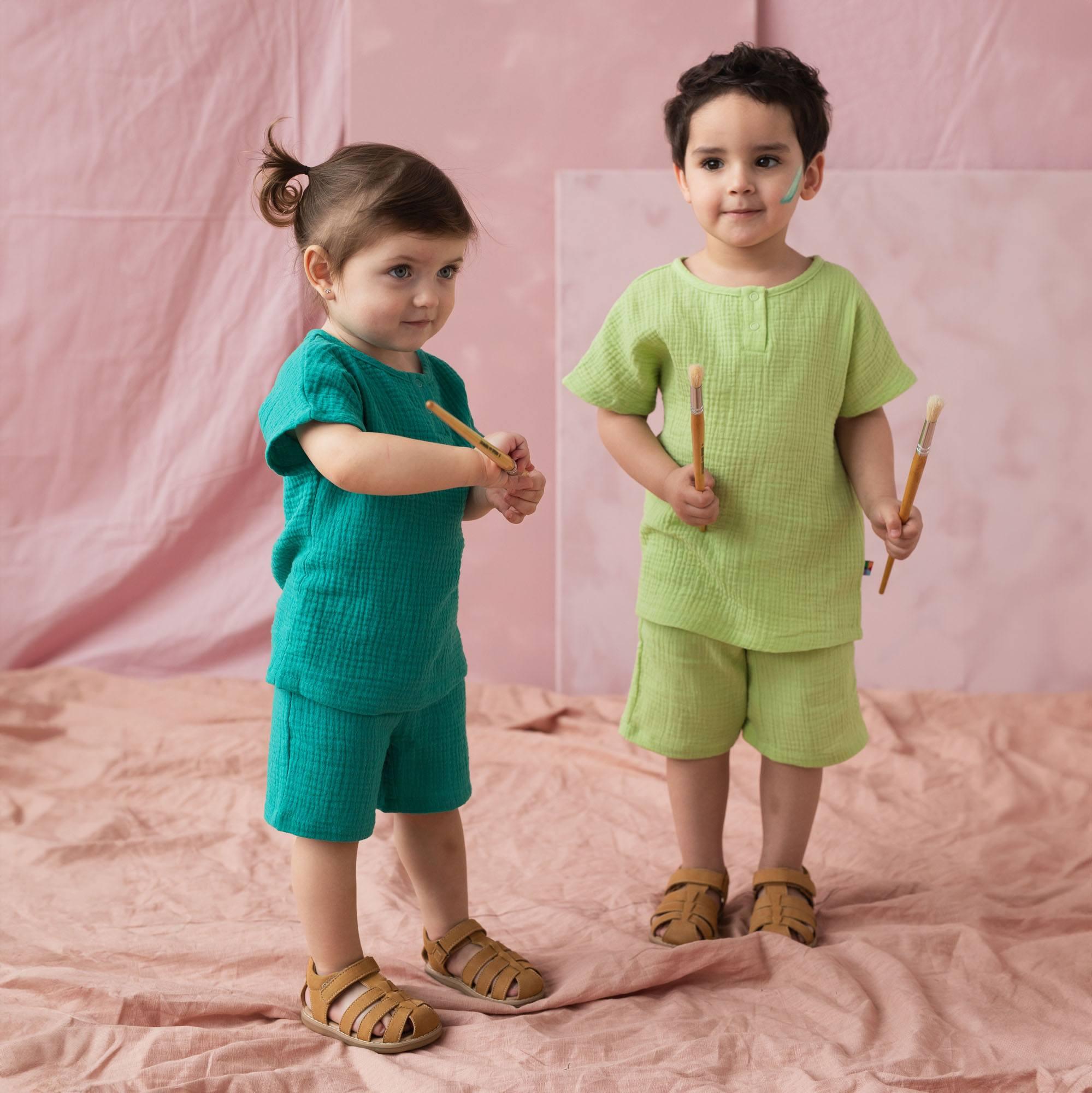 Turquoise muslin shirt Baby