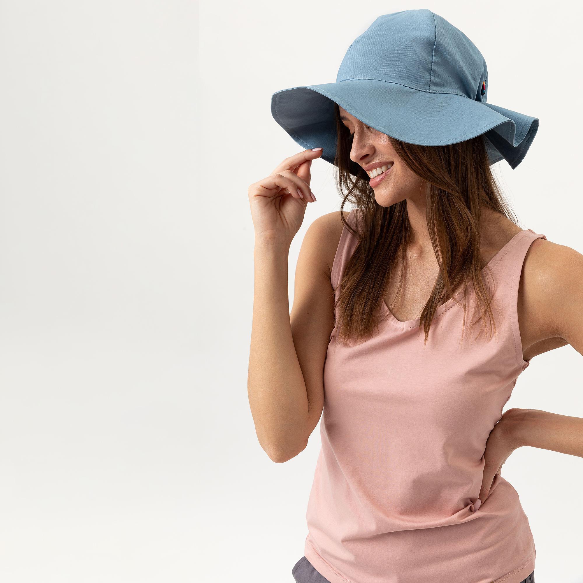 Sky blue wide brim hat Women