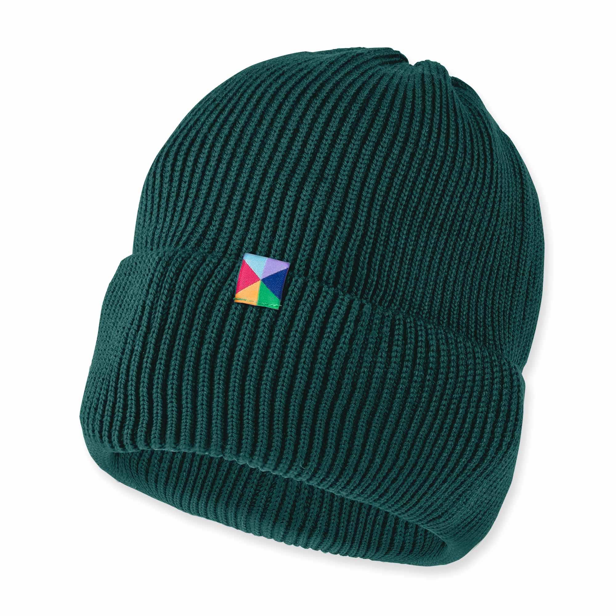 Bottle-green merino wool hat kids