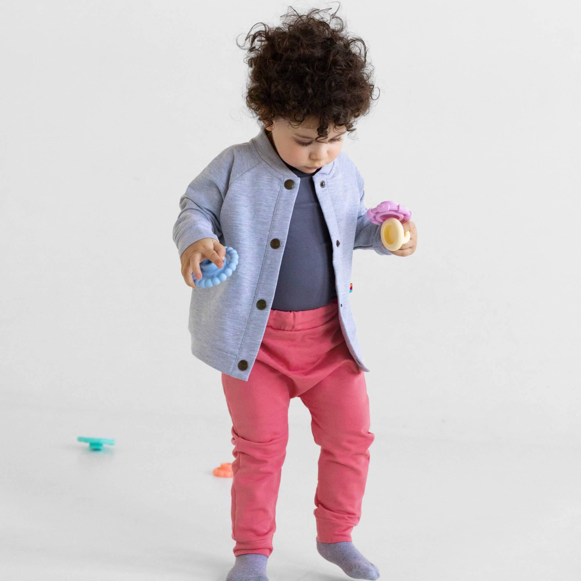 Grey melange button-up bomber jacket Baby