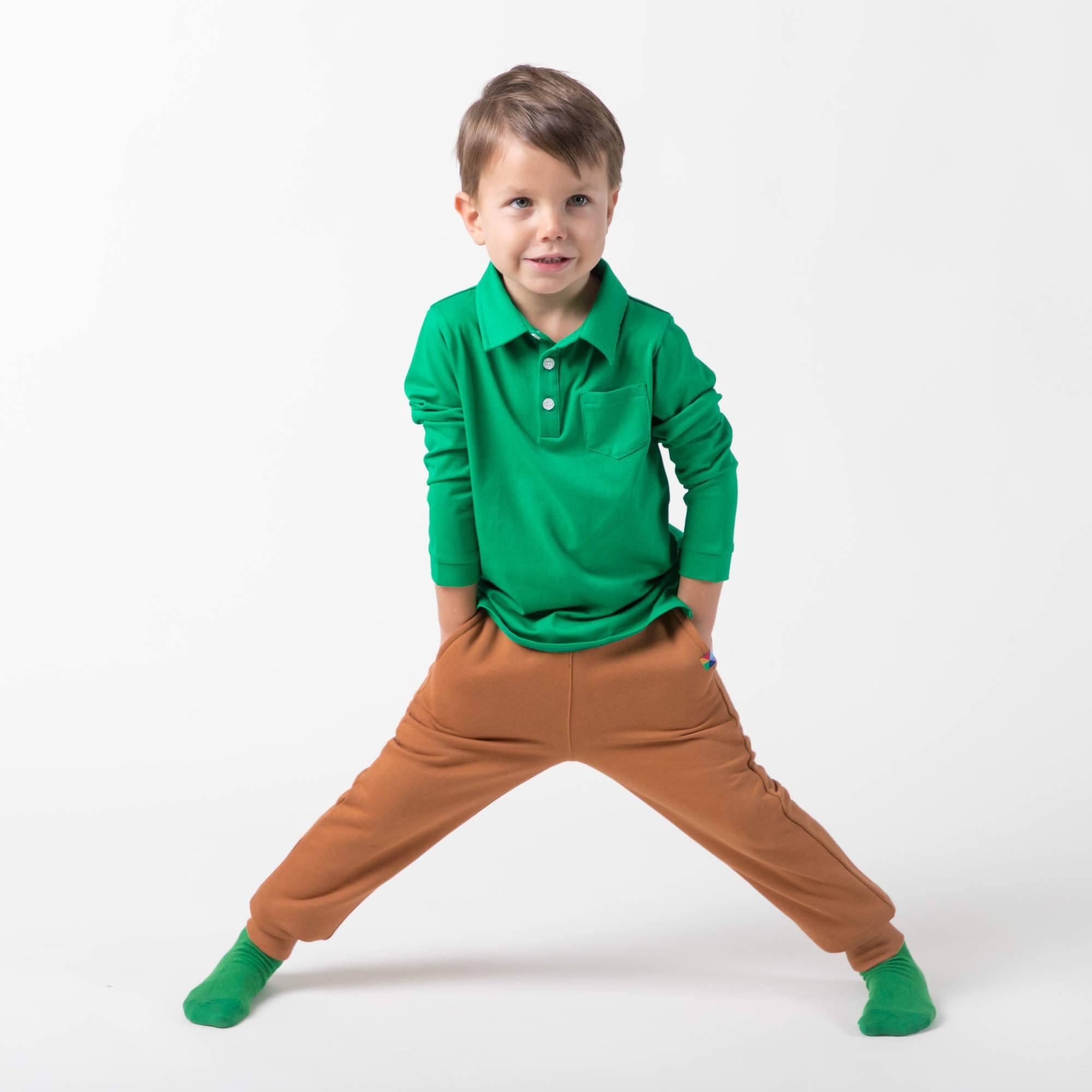 Green long sleeve polo shirt