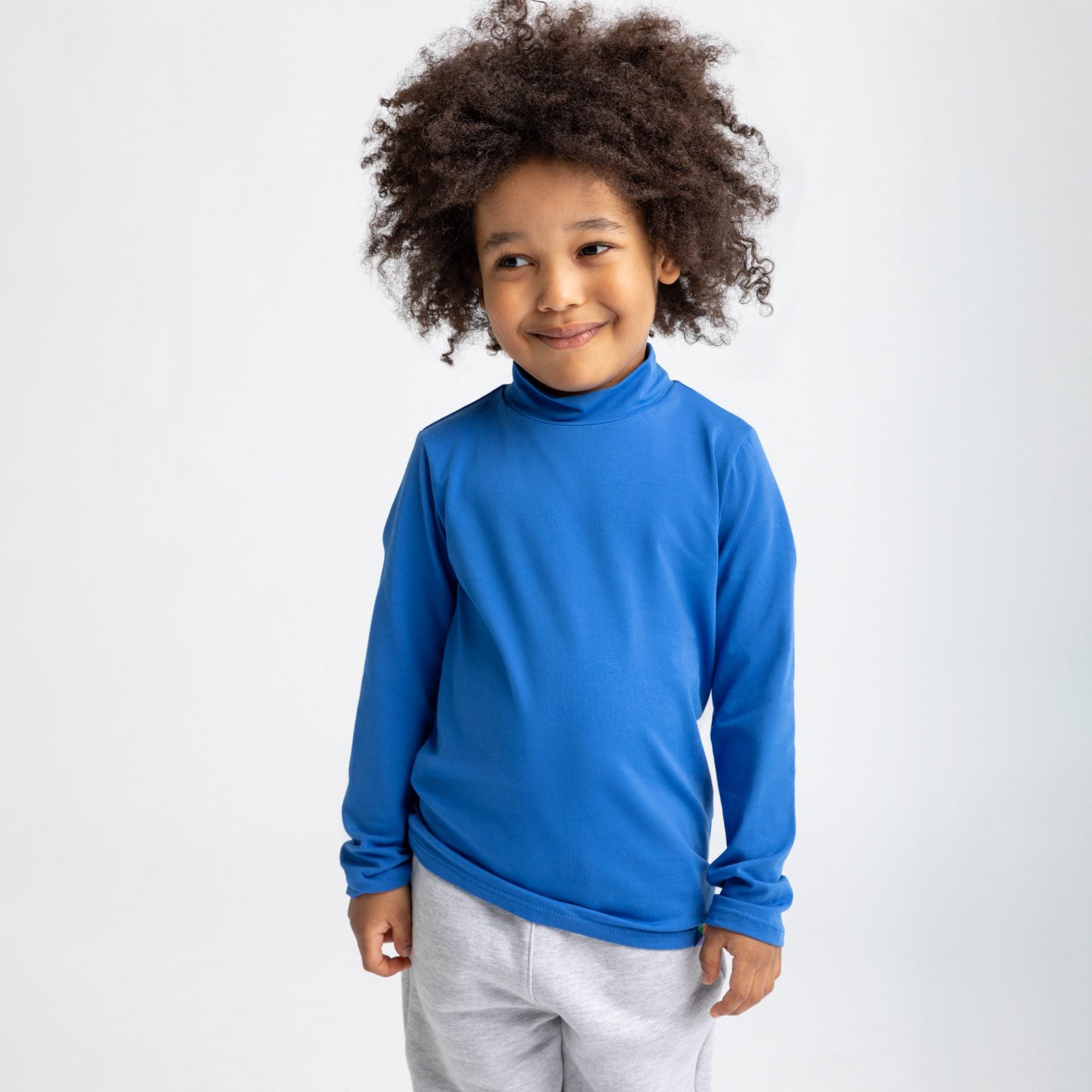 Blue turtleneck long sleeve shirt