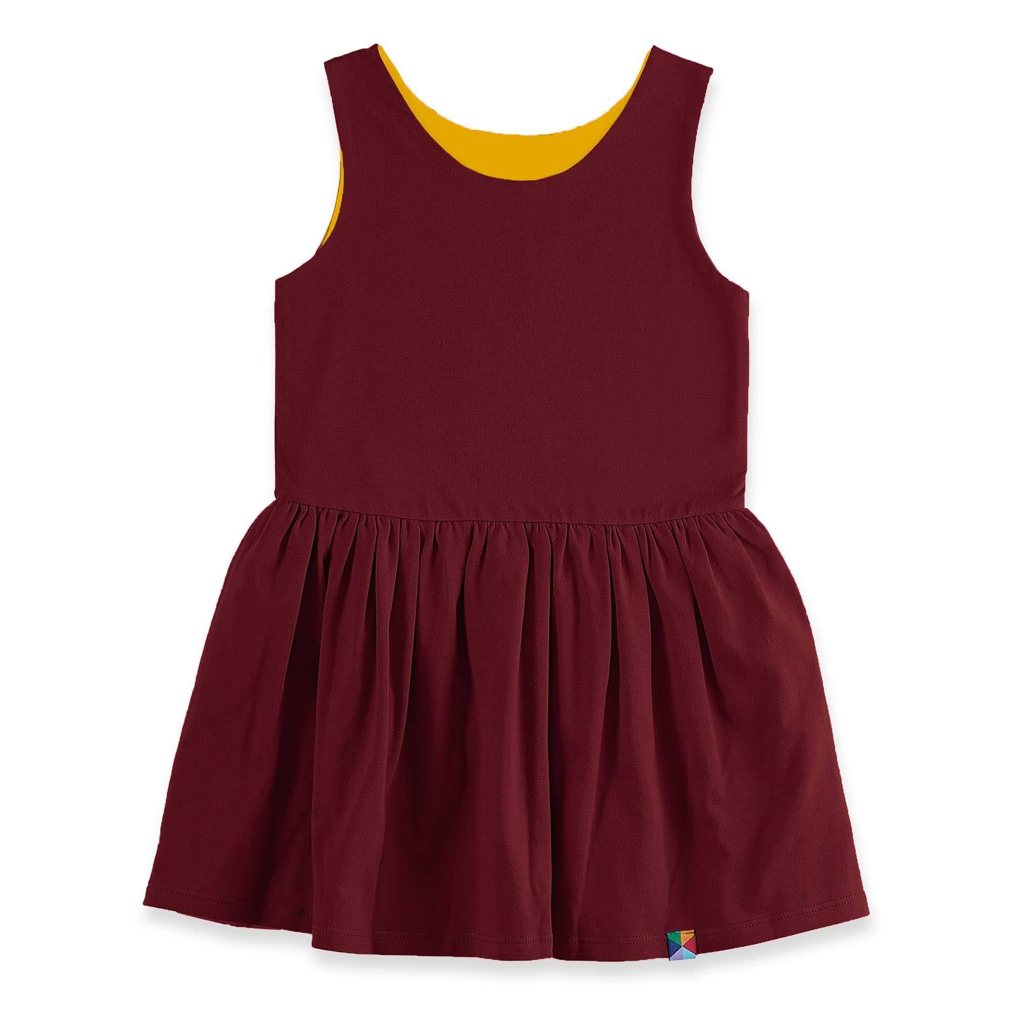 Mustard - burgundy reversible dress