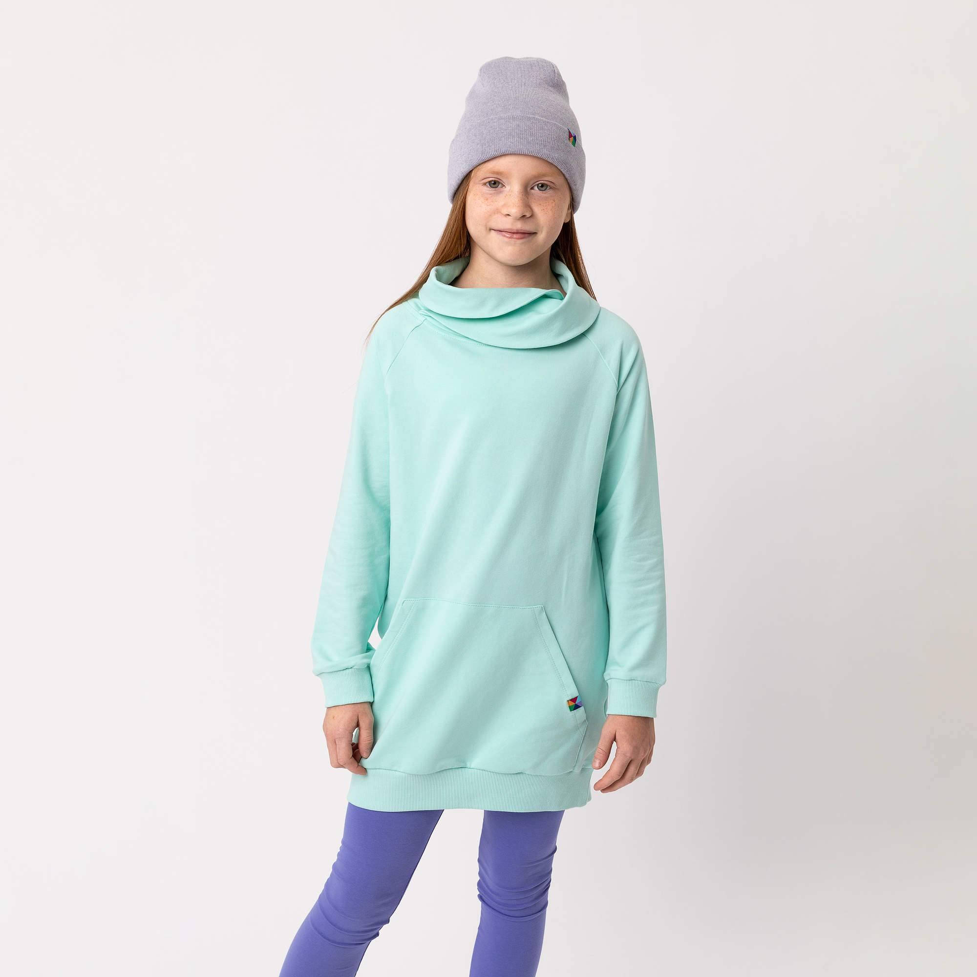 Mint long funnel neck pullover sweatshirt