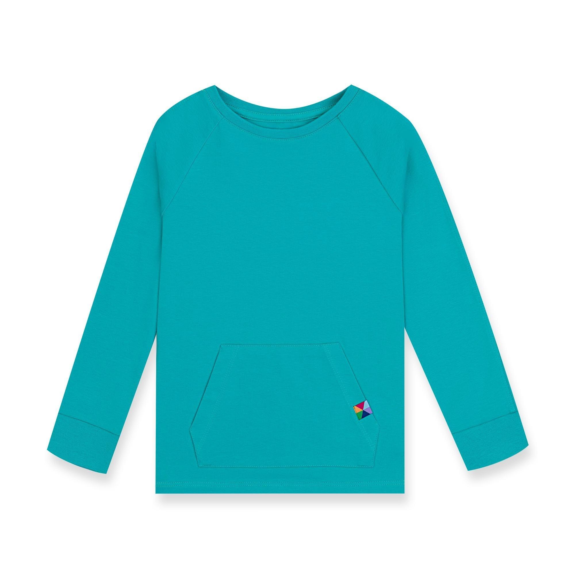 Turquoise front pocket blouse