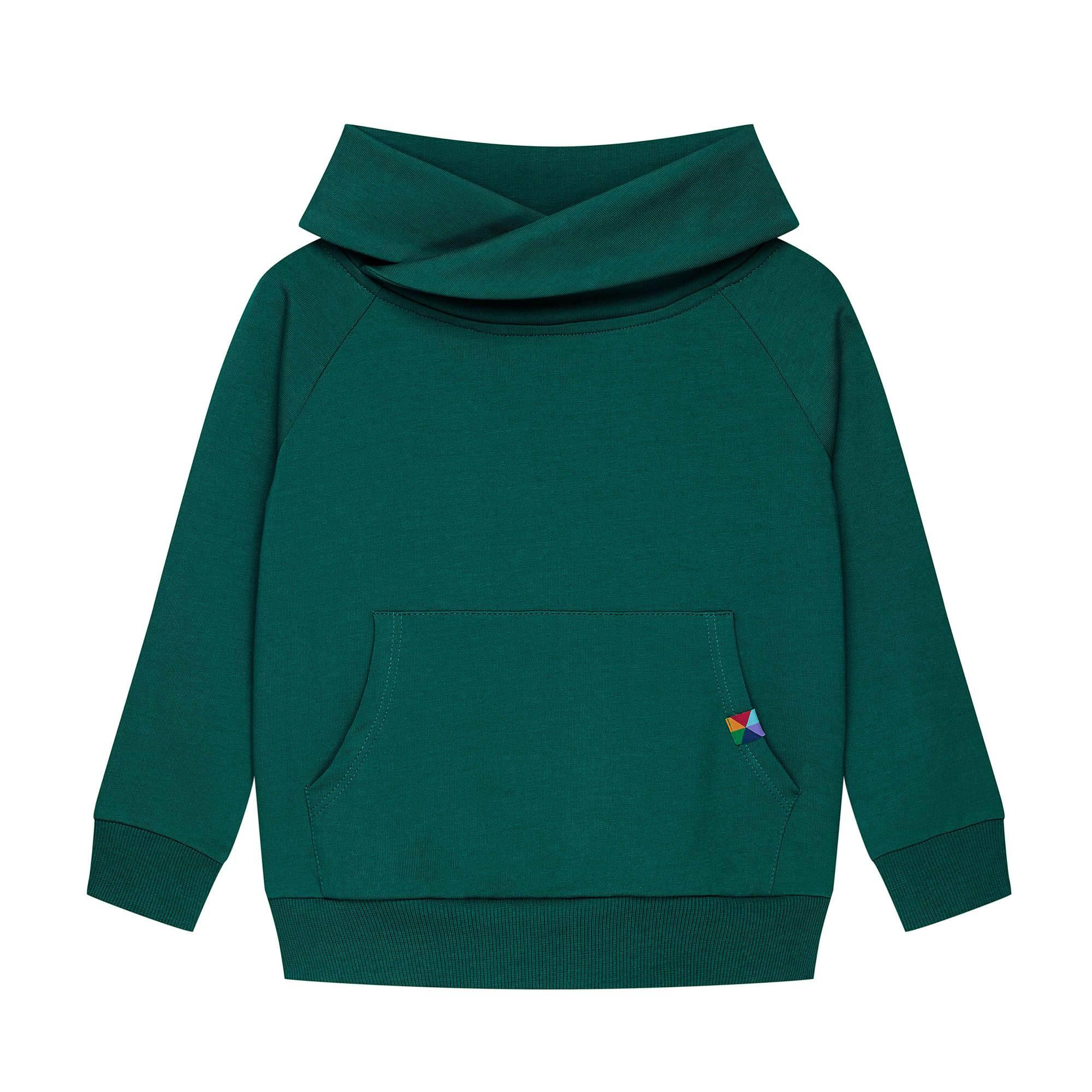 Bottle-green funnel neck pullover sweatshirt