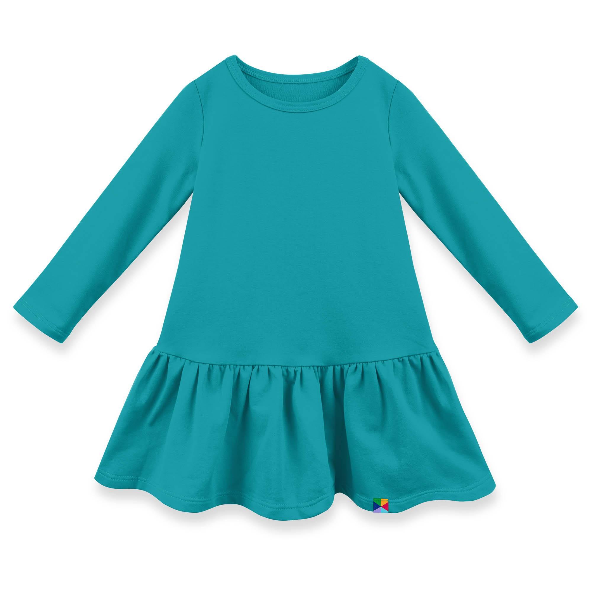 Turquoise flared sweatshirt dress