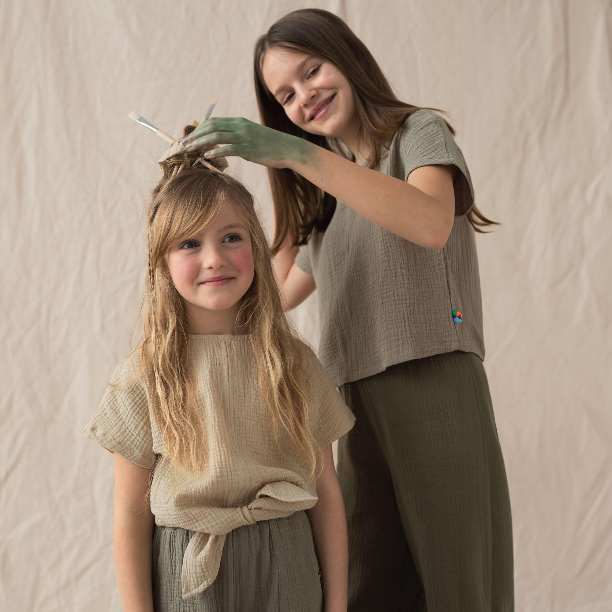 Beige muslin tied blouse