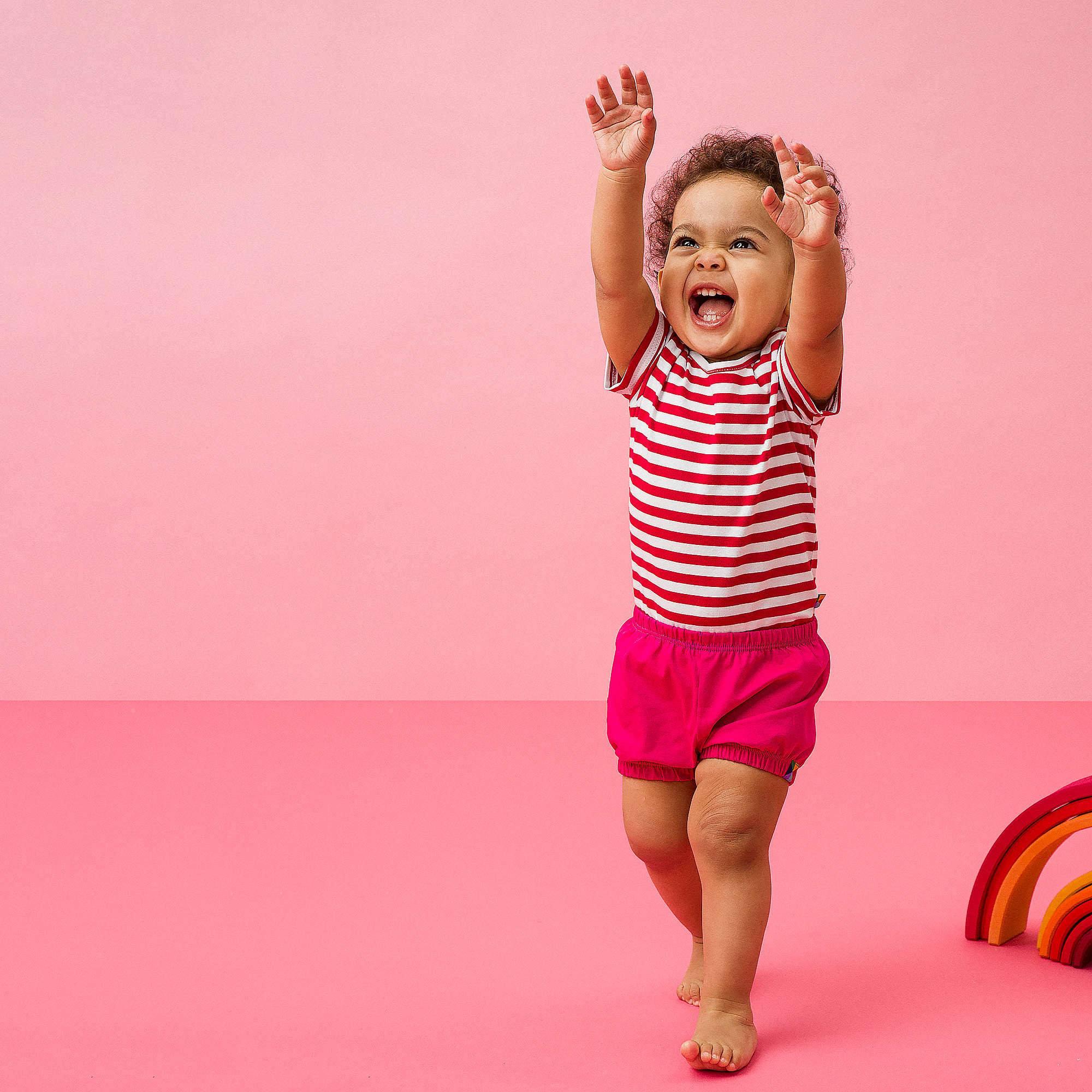 Red stripes short sleeve bodysuit