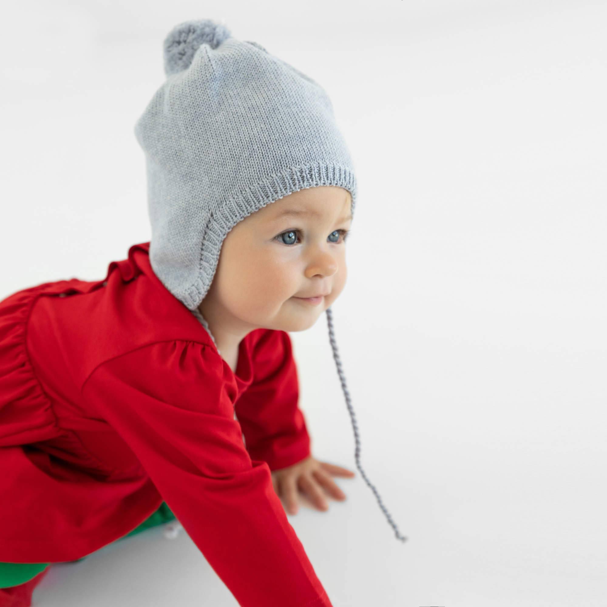 Grey melange merino wool hat Baby