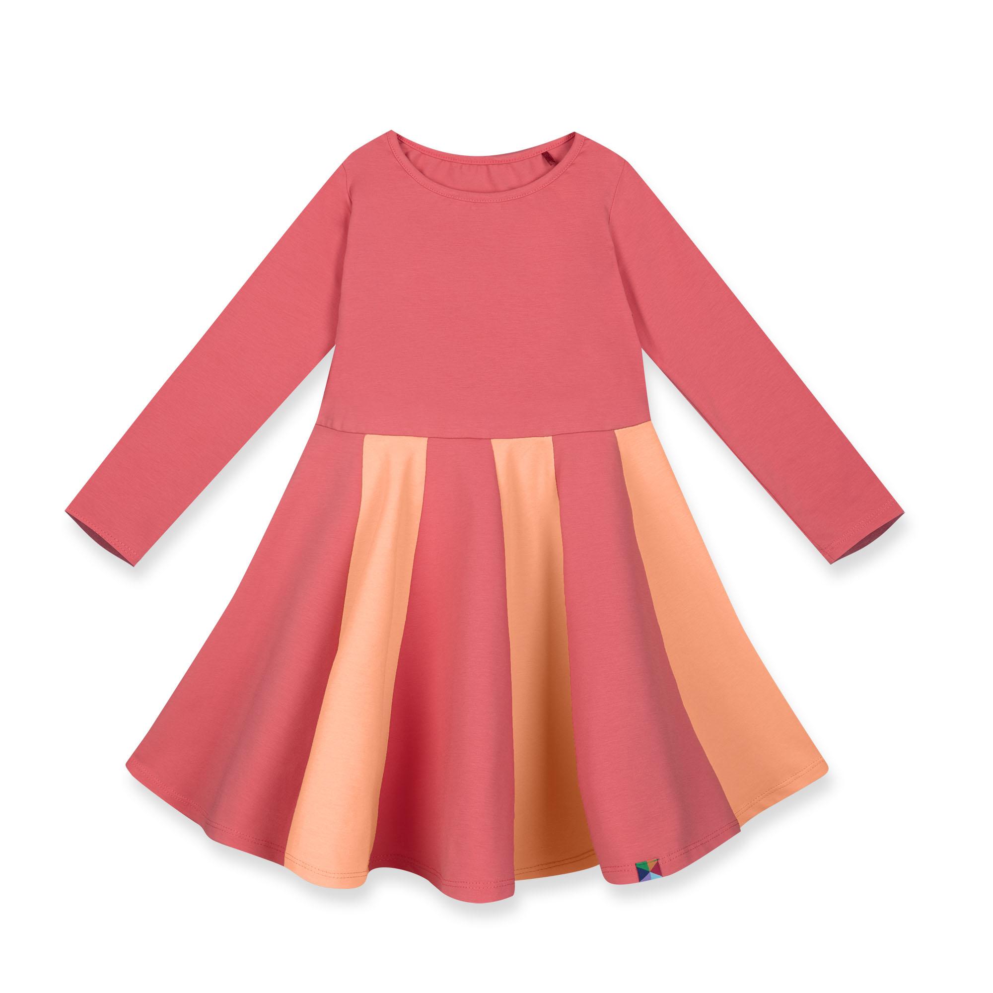 Coral - apricot two-tone frill dress