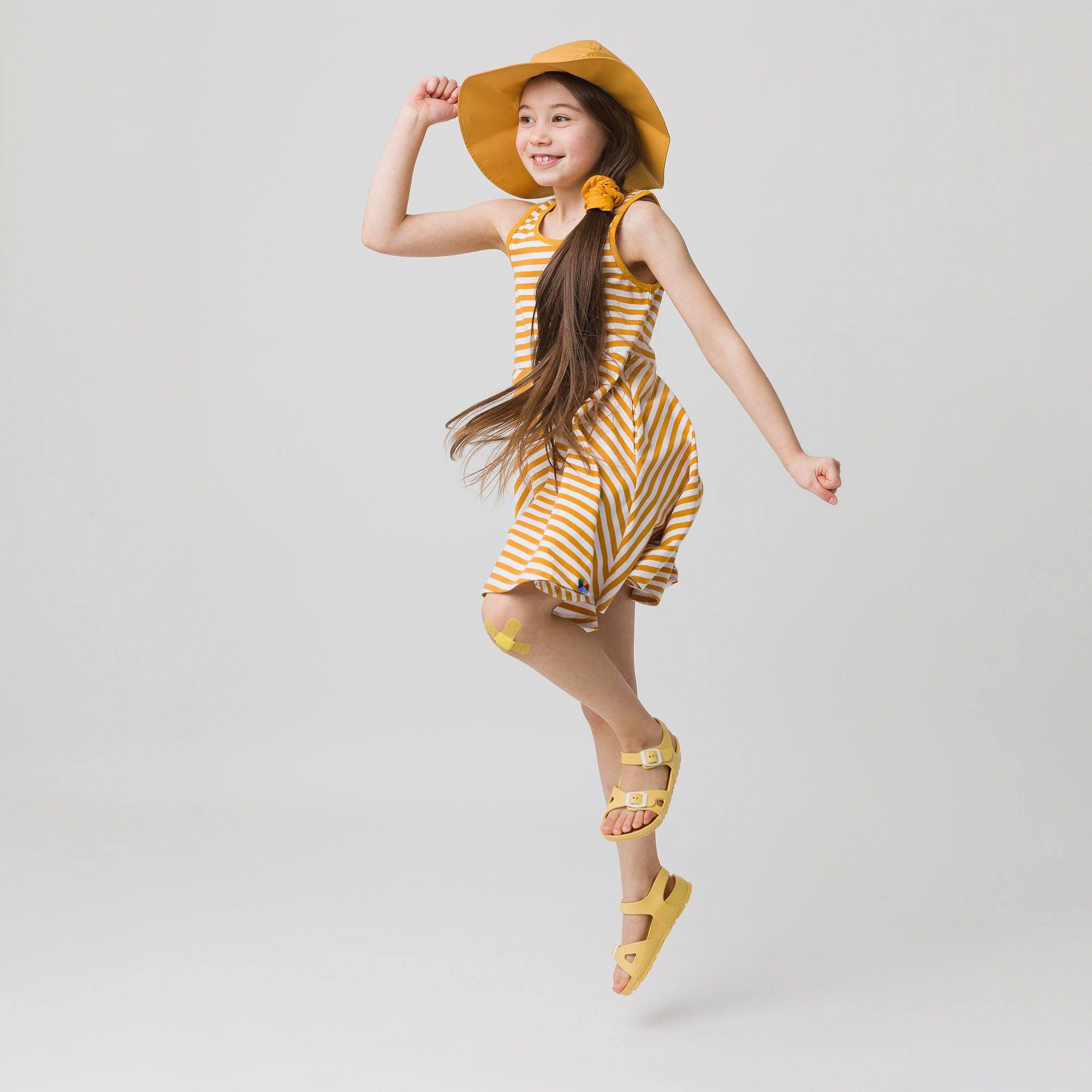 Mustard stripes striped sleeveless dress