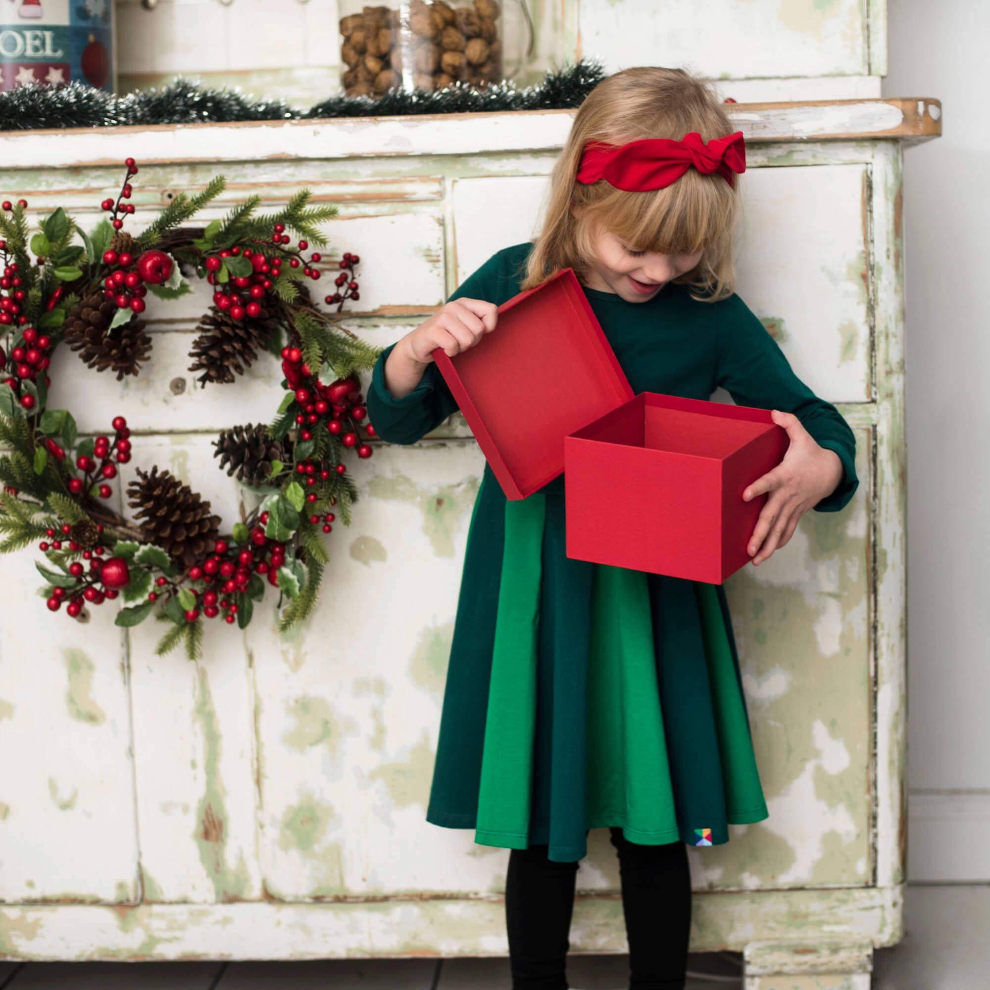 Bottle-green - green two-tone frill dress