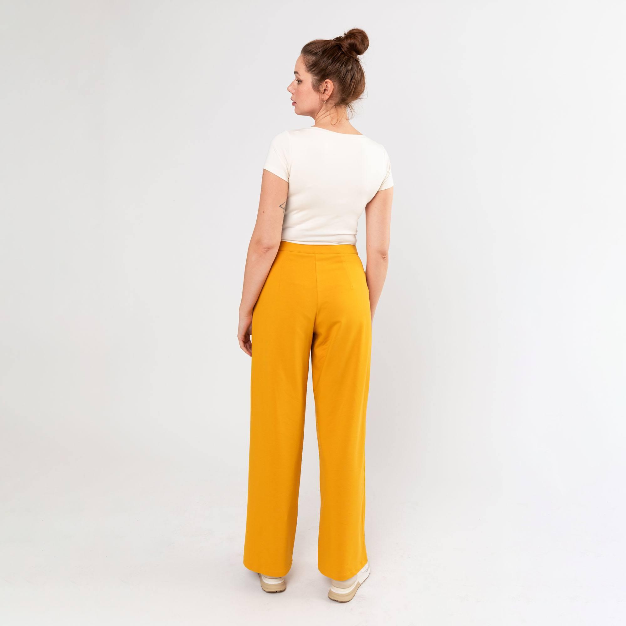 Mustard long zippered pants Men