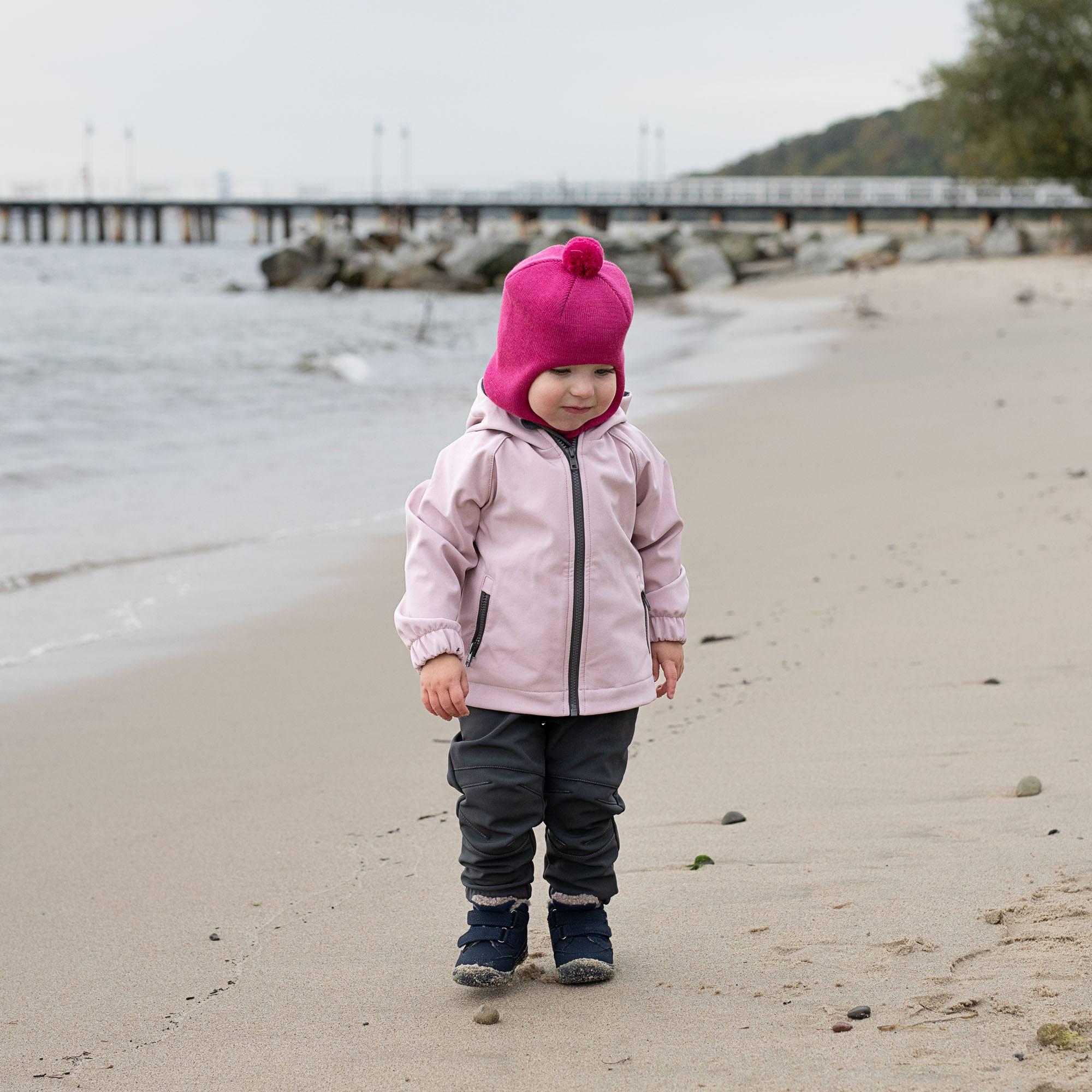 Pink merino wool balaclava Baby