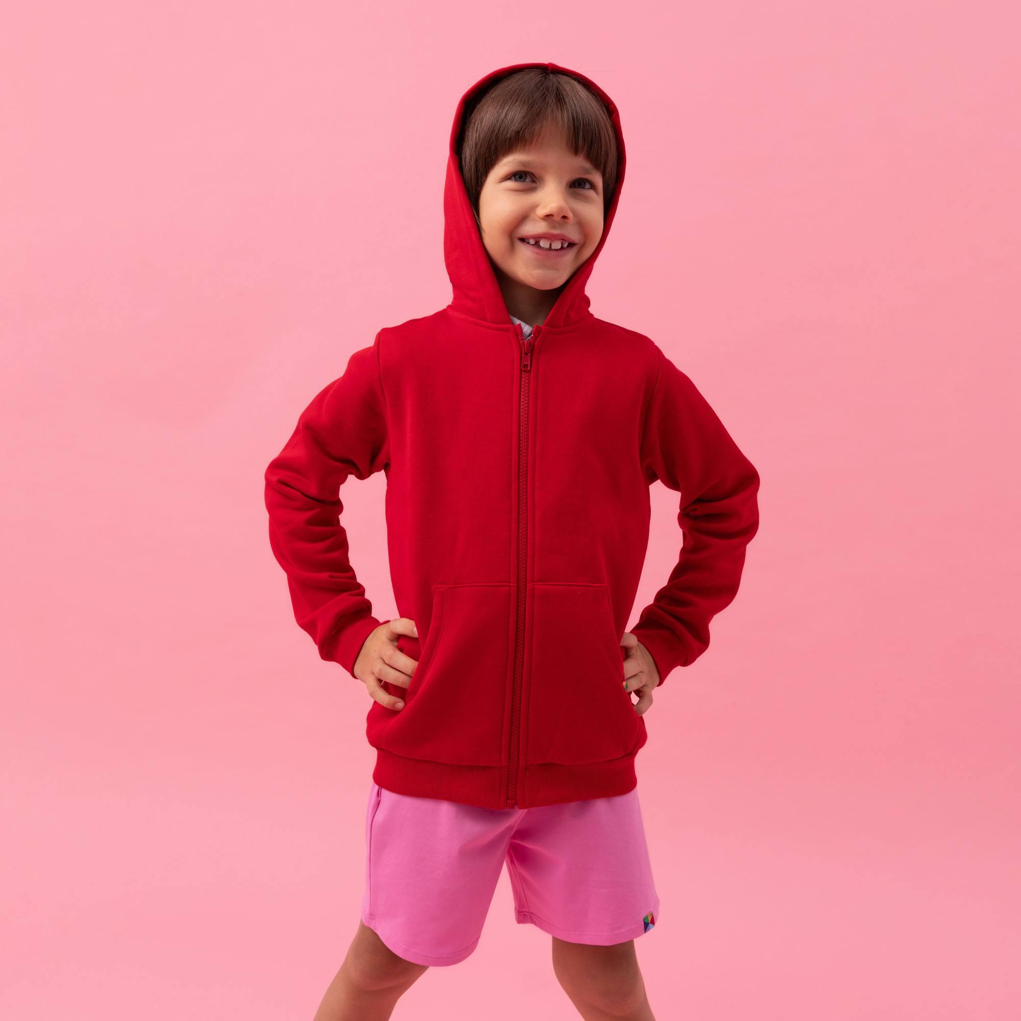 Red zip-up fleece jacket