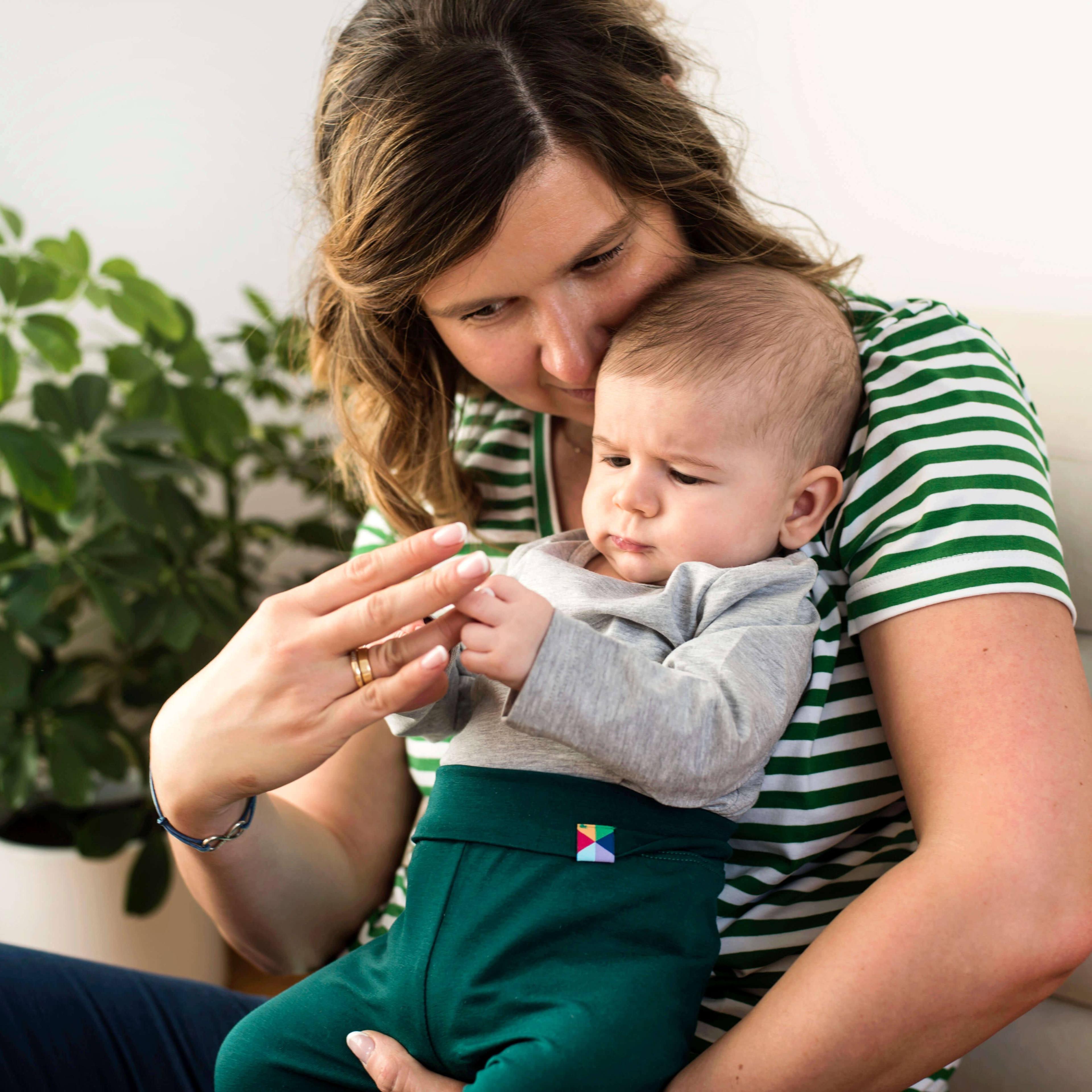 Bottle-green jersey pants