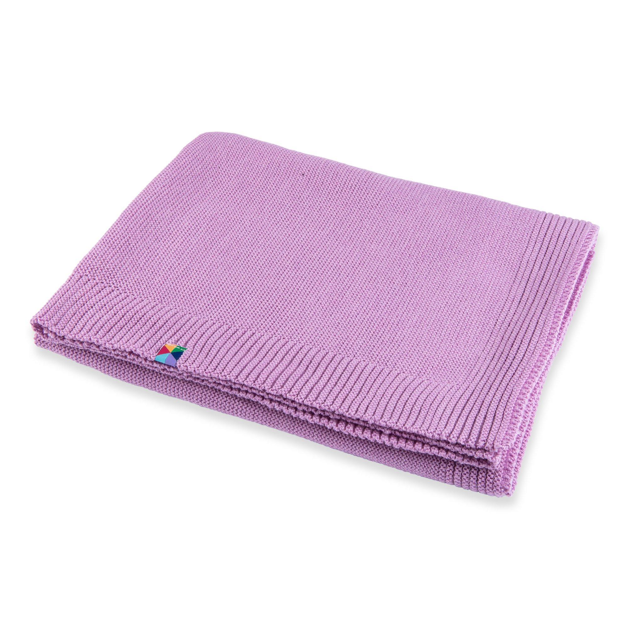 Light purple merino wool knitted blanket