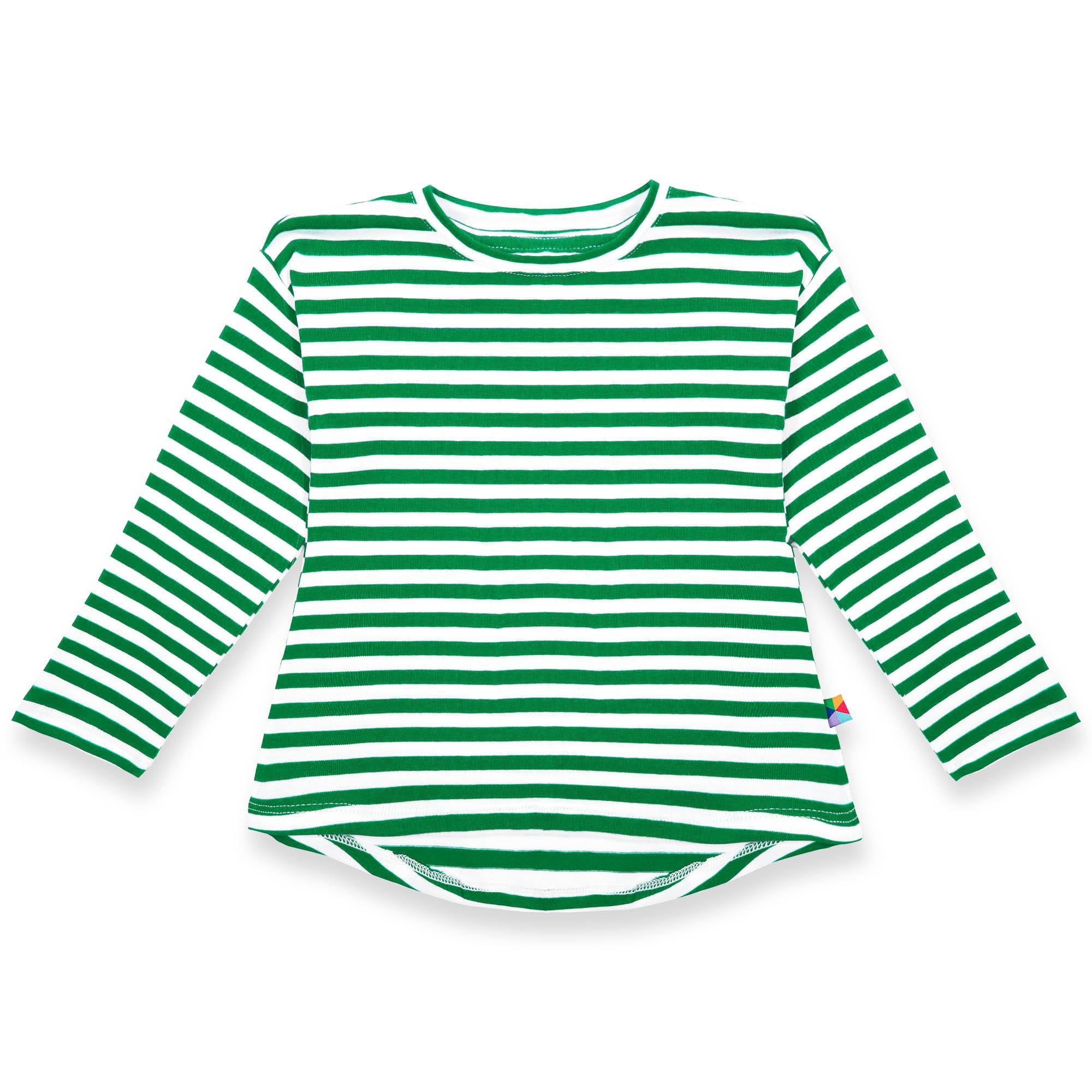 Green stripes high-low hem shirt