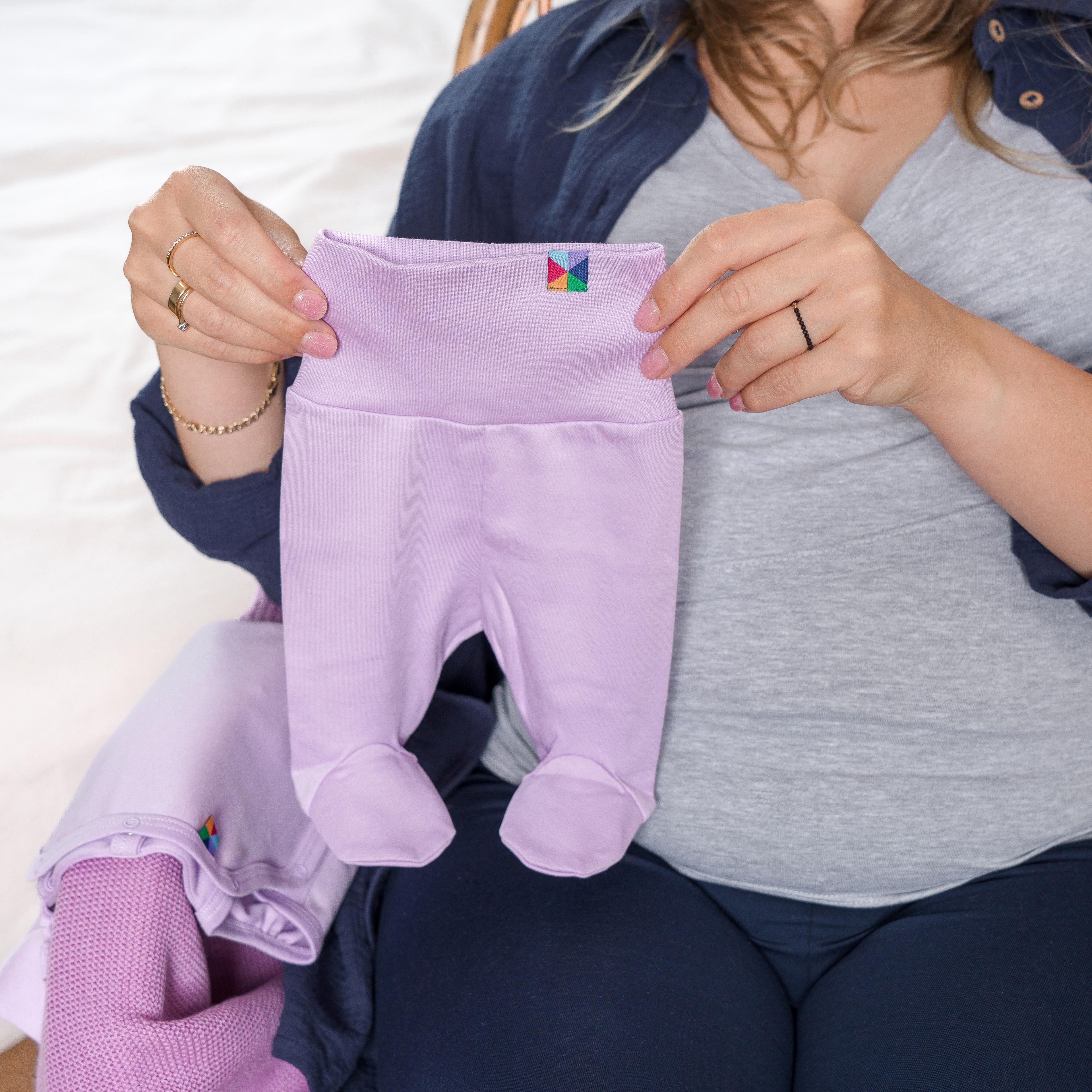 Lavender interlock newborn booties Baby