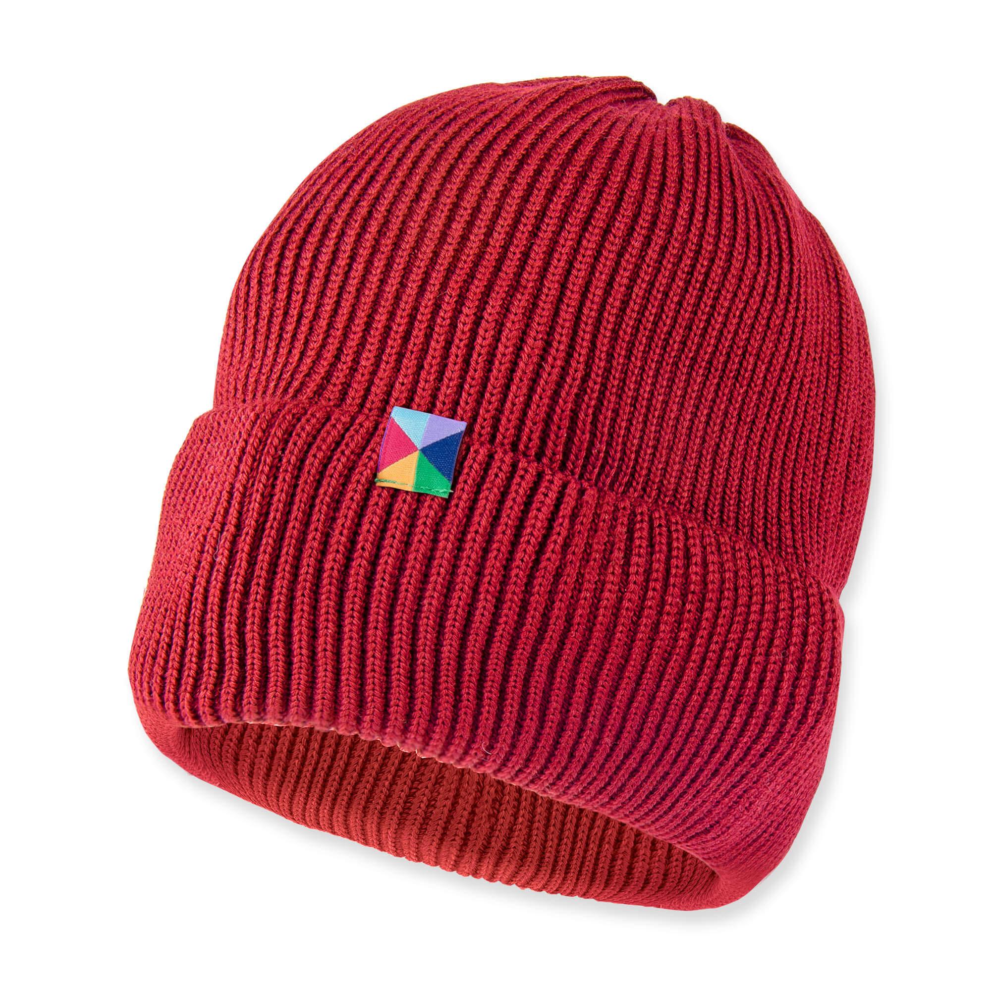 Red merino wool hat kids