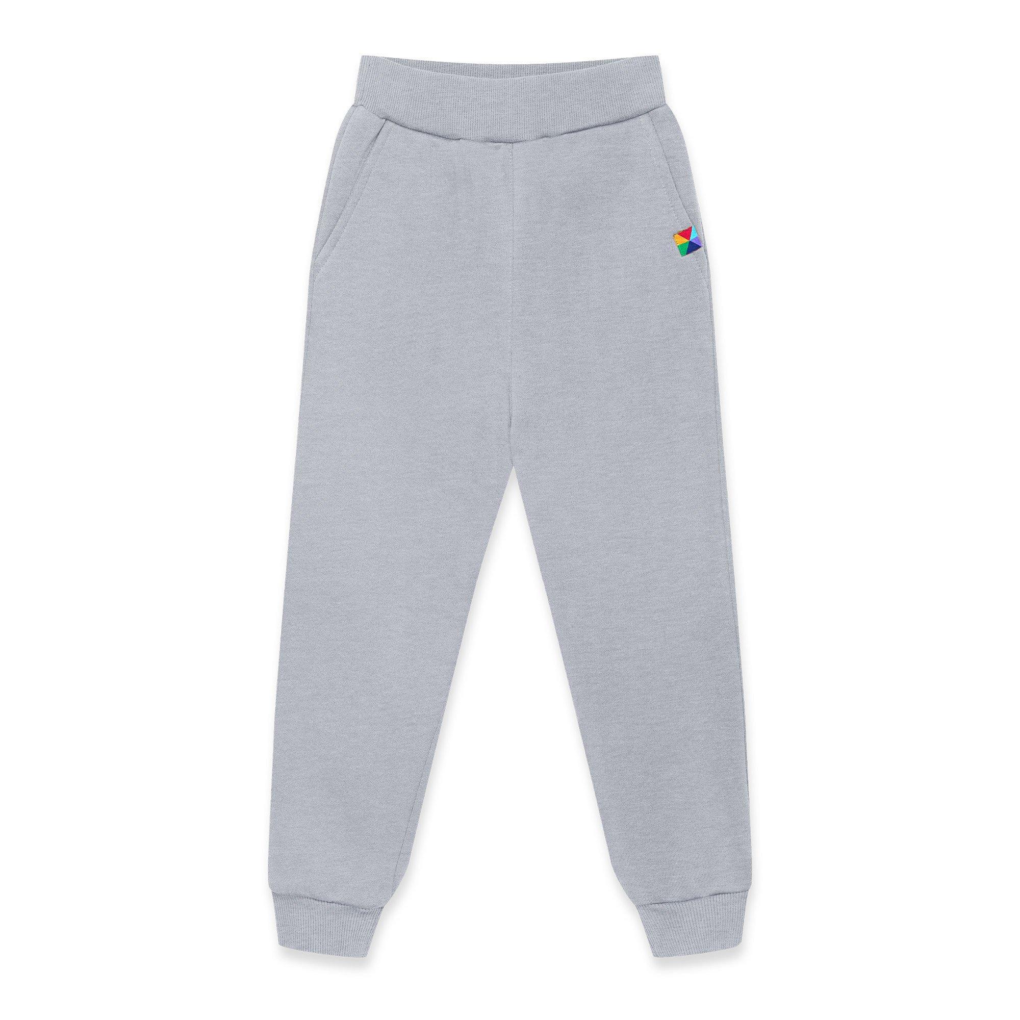 Grey melange fleece-lined joggers kids