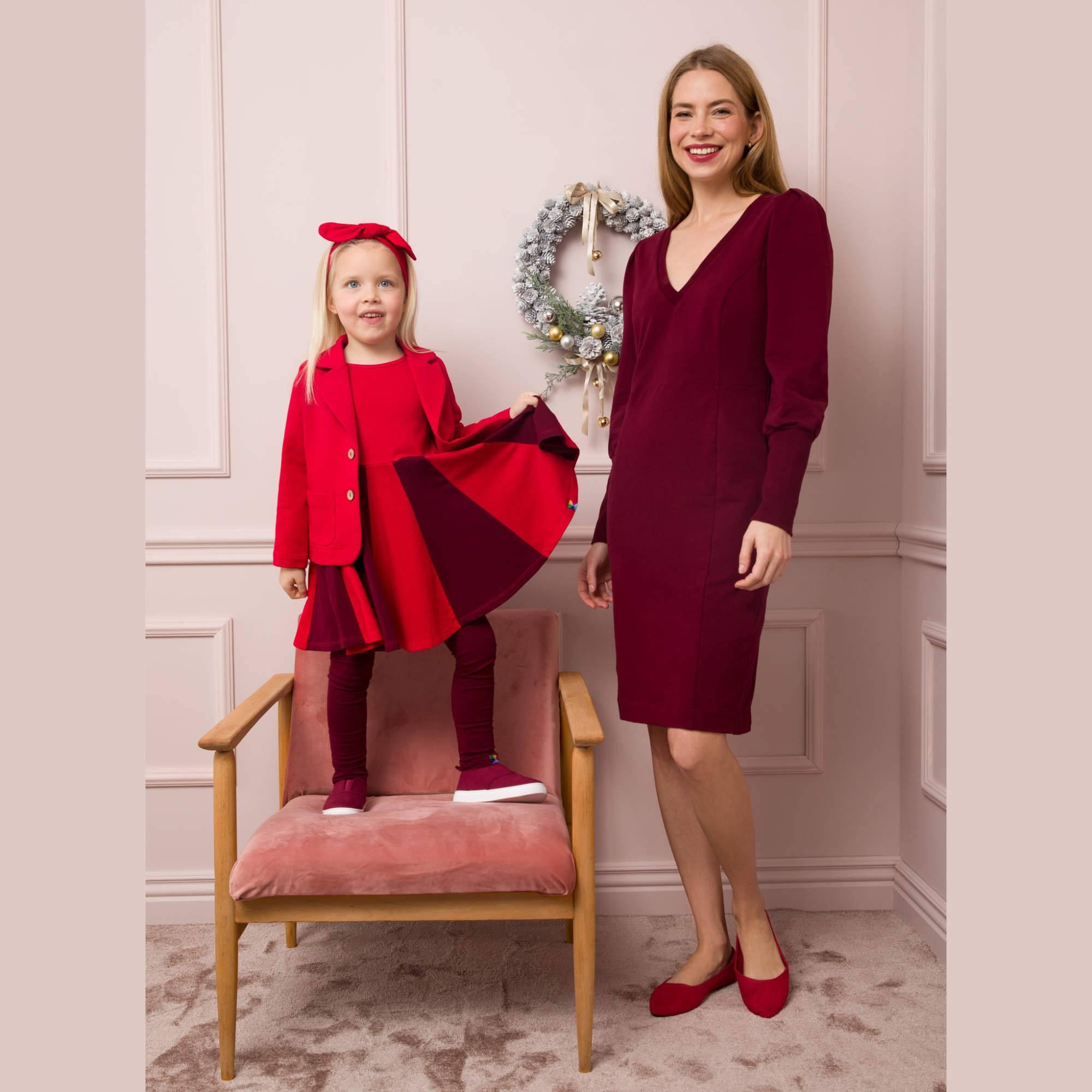 Red - burgundy two-tone frill dress