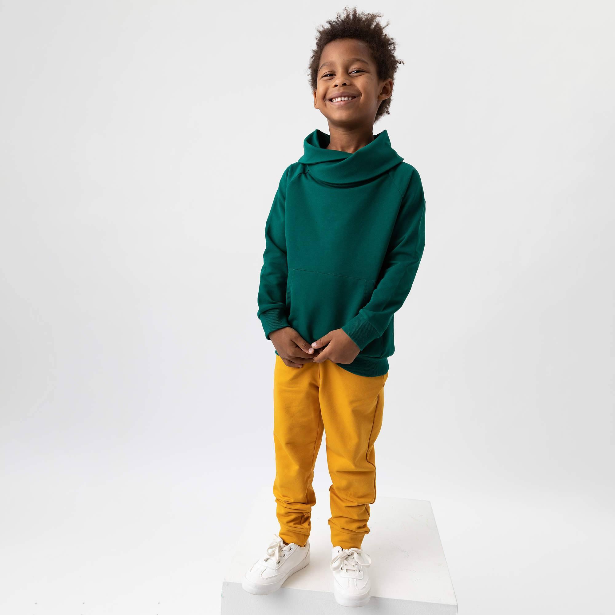 Bottle-green funnel neck pullover sweatshirt