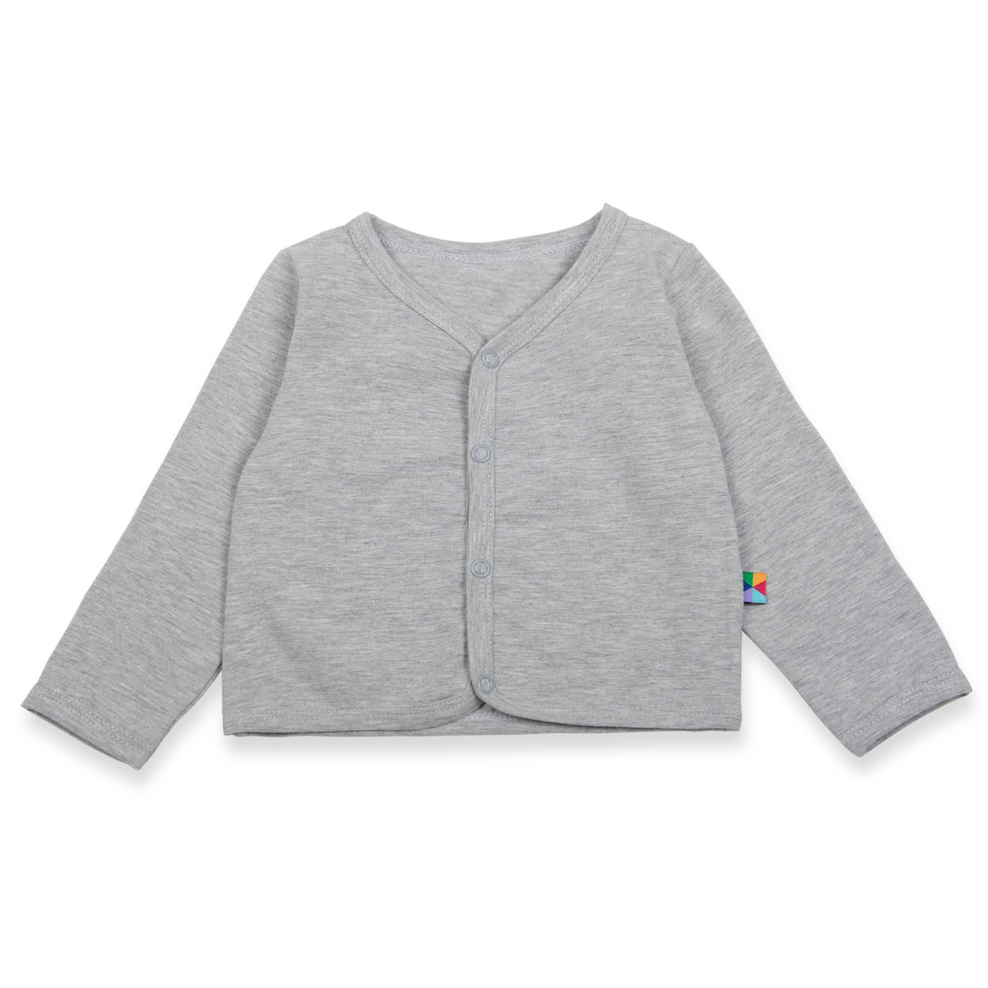 Grey melange button-front cardigan