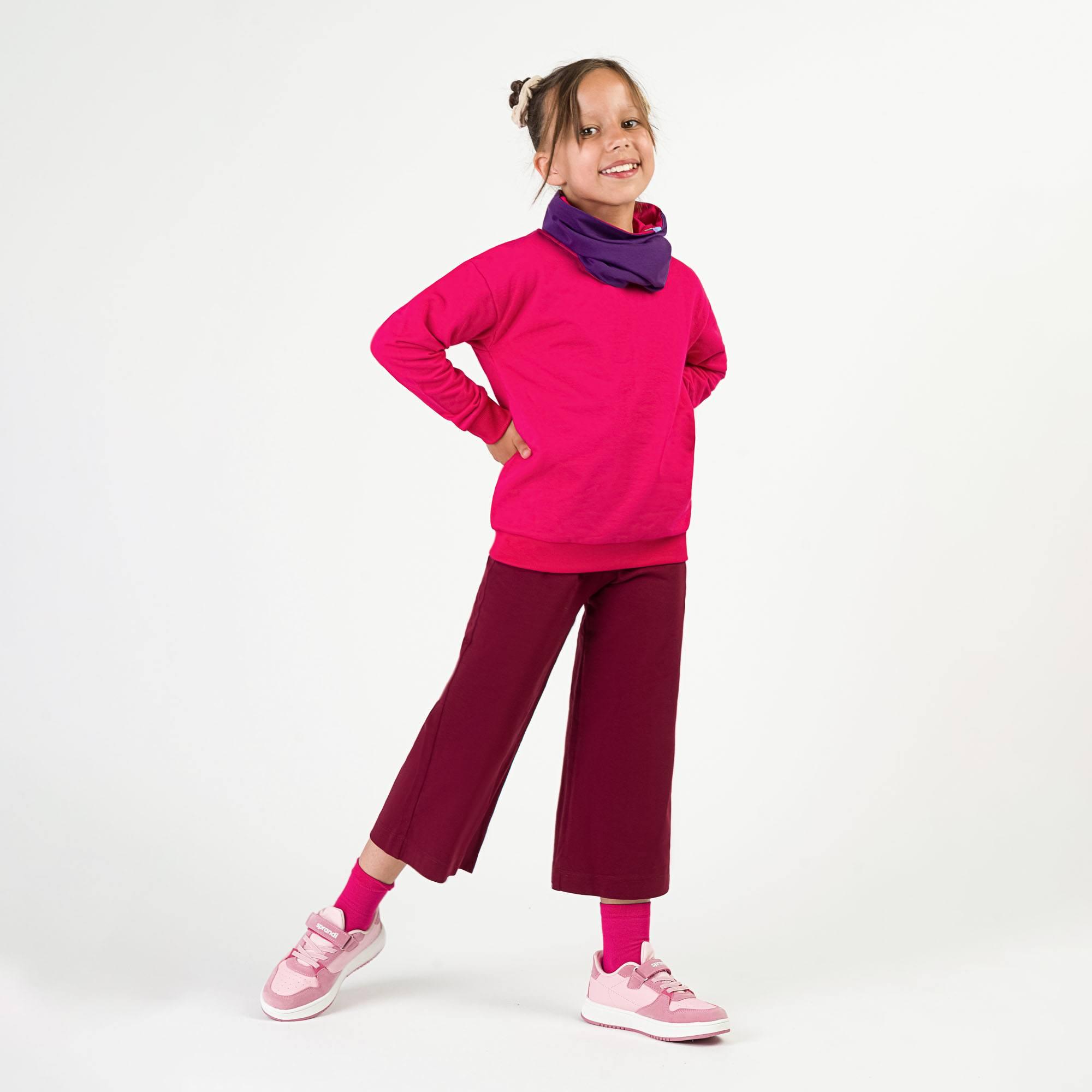 Pink fleece-lined sweatshirt