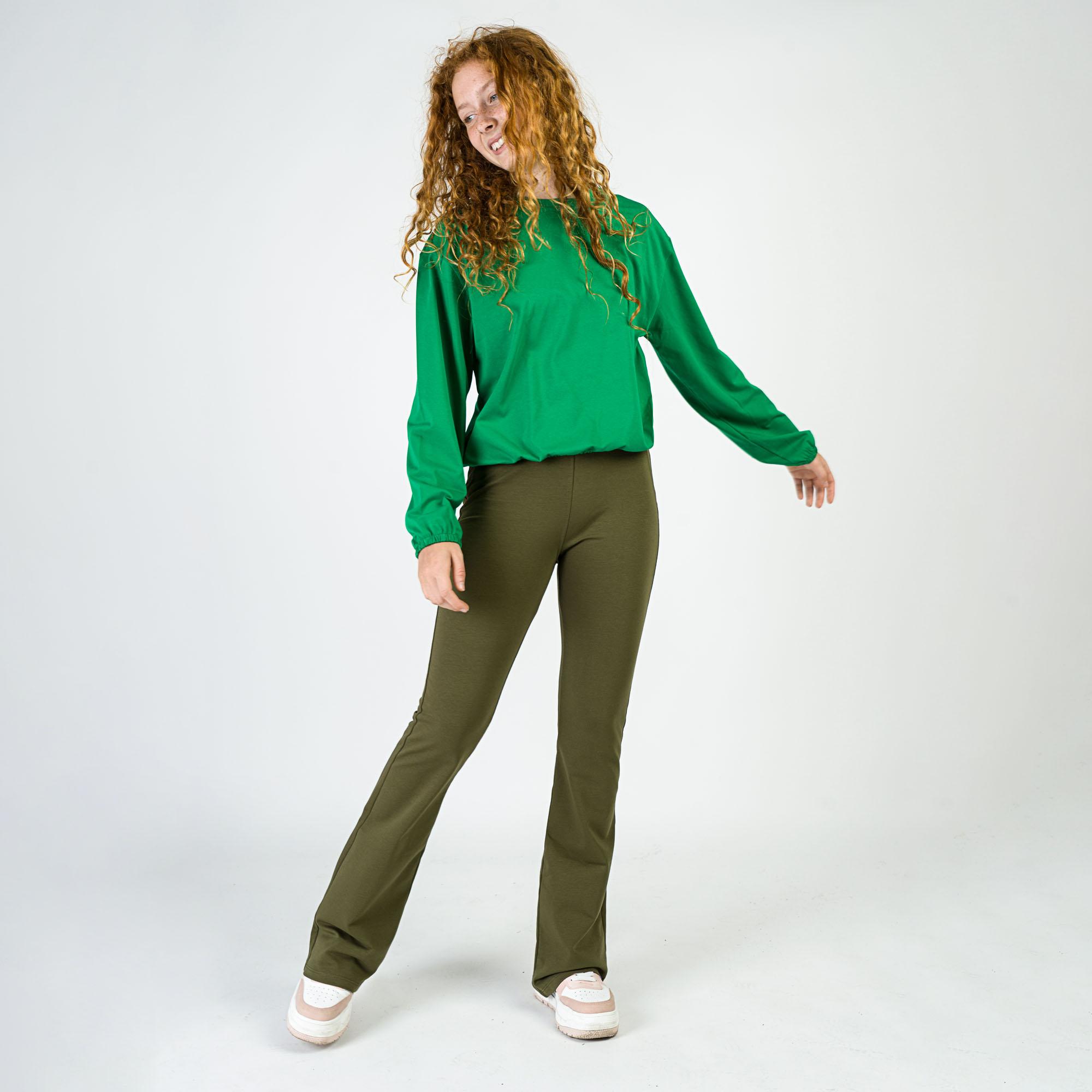 Green elastic hem blouse Junior